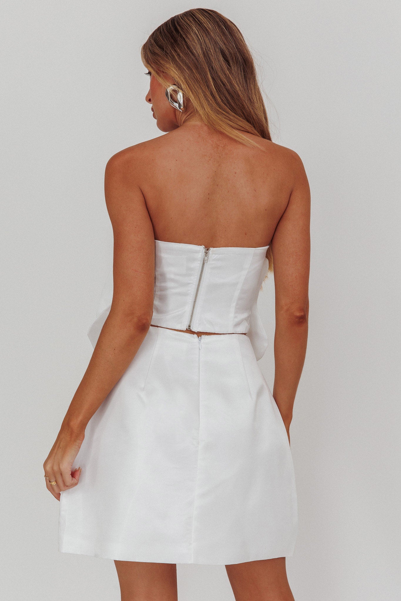 Count Down A-Line Mini Skirt Oyster by Selfie Leslie Australia