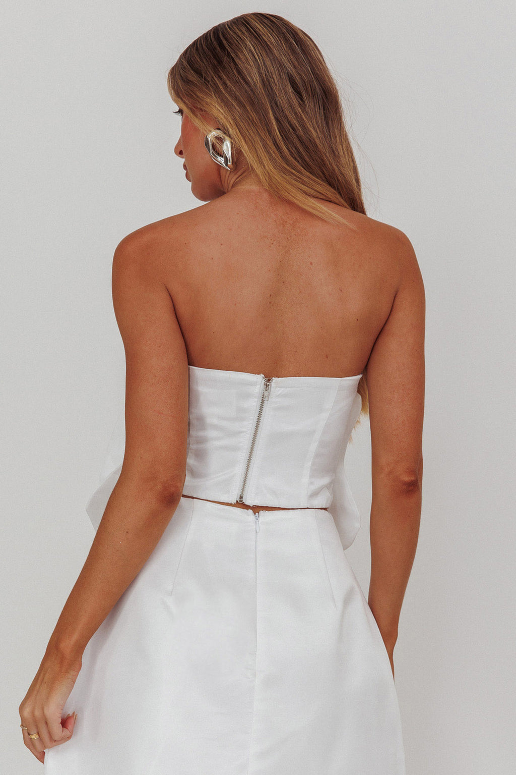 Count Down Rose Feature Strapless Top White by Selfie Leslie Australia