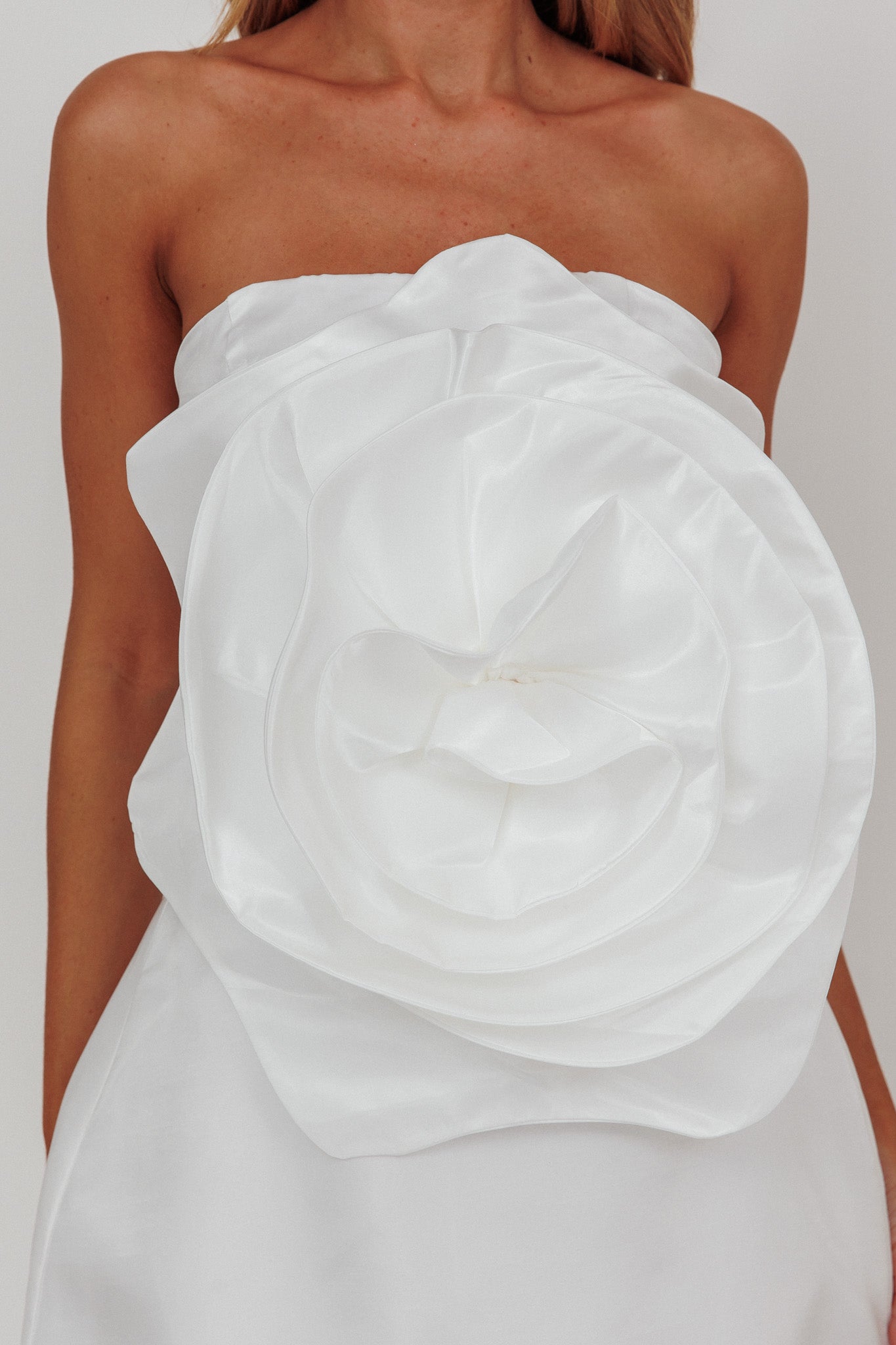 Count Down Rose Feature Strapless Top White by Selfie Leslie Australia