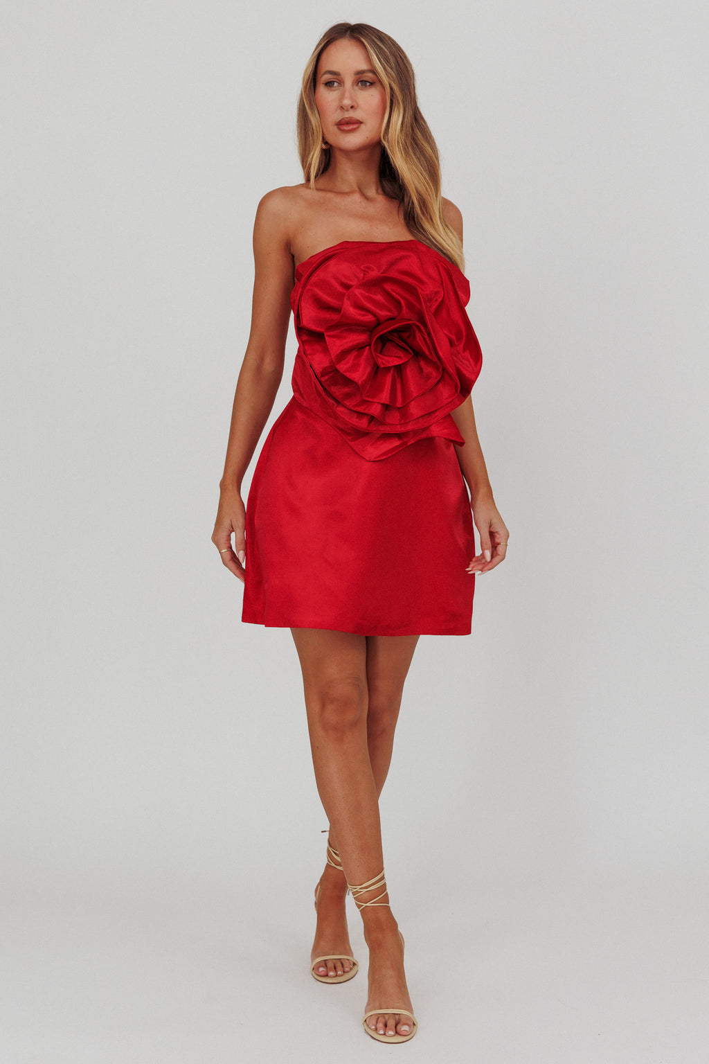 Count Down Rose Feature Strapless Top Red by Selfie Leslie Australia