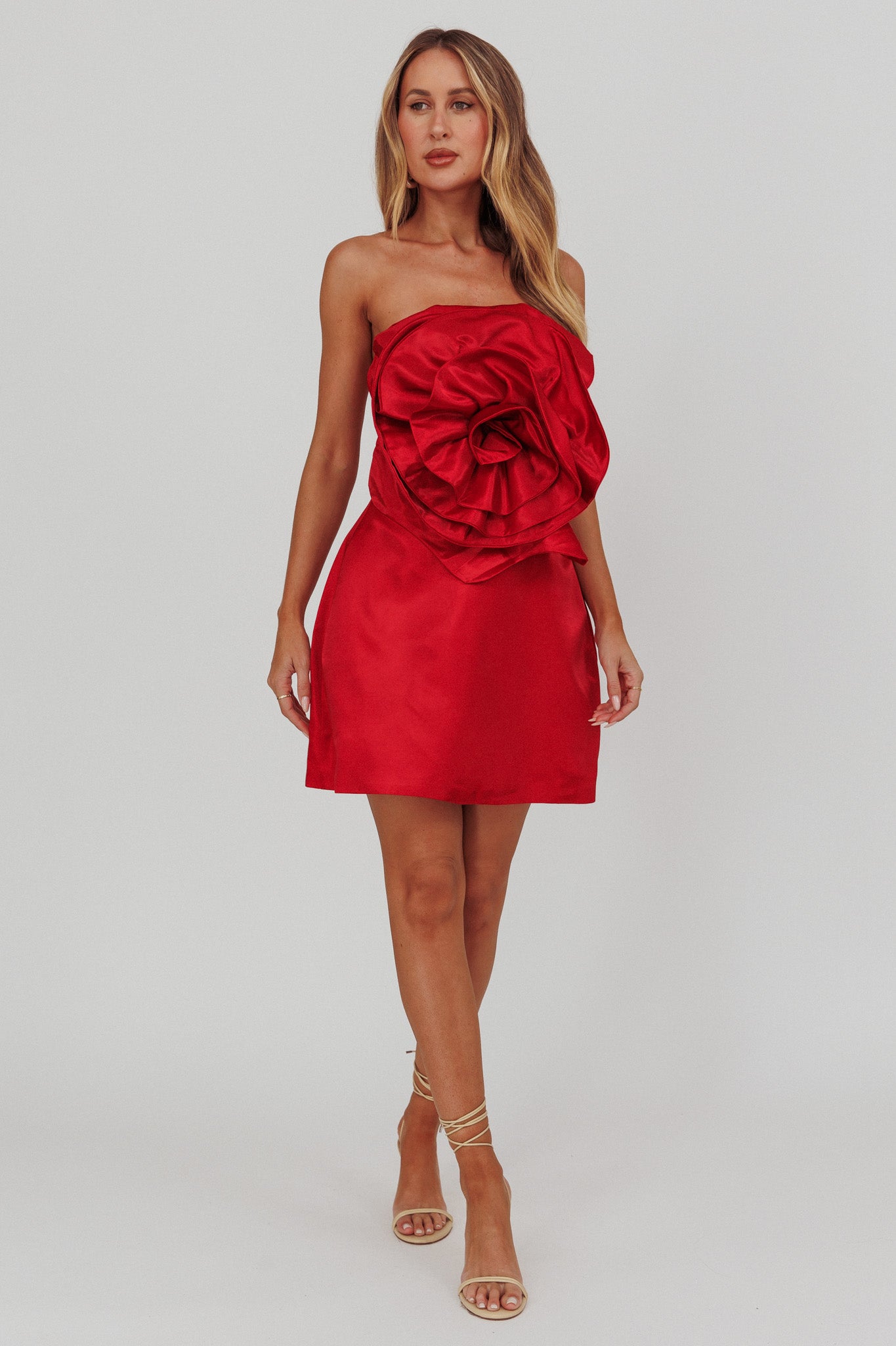 Count Down Rose Feature Strapless Top Red by Selfie Leslie Australia