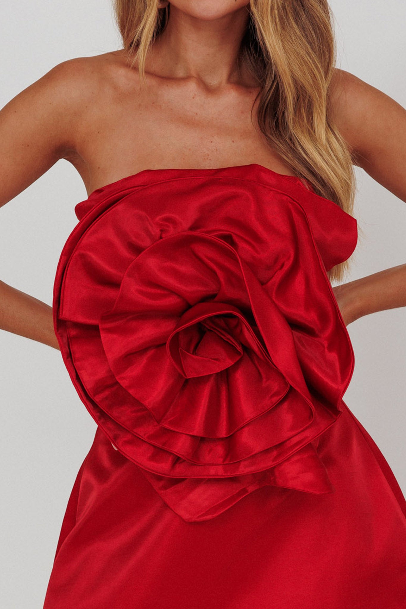 Count Down Rose Feature Strapless Top Red by Selfie Leslie Australia