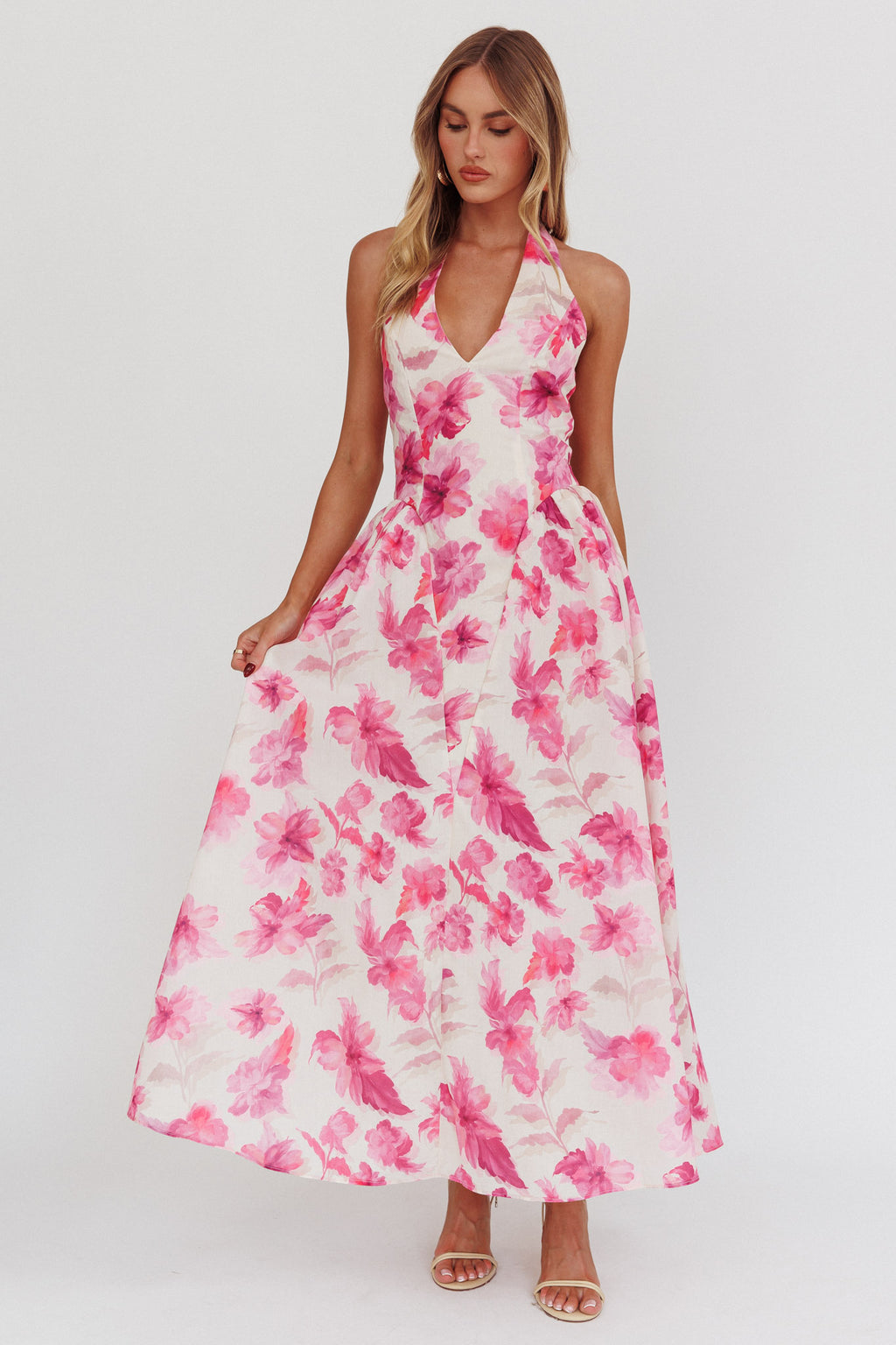 El Corazon Halterneck Dress Floral Pink by Selfie Leslie Australia