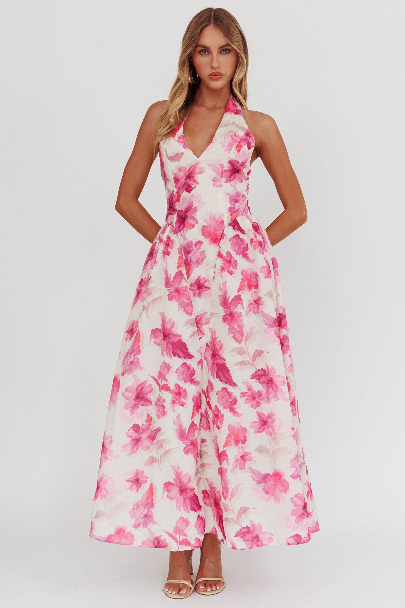 El Corazon Halterneck Dress Floral Pink by Selfie Leslie Australia