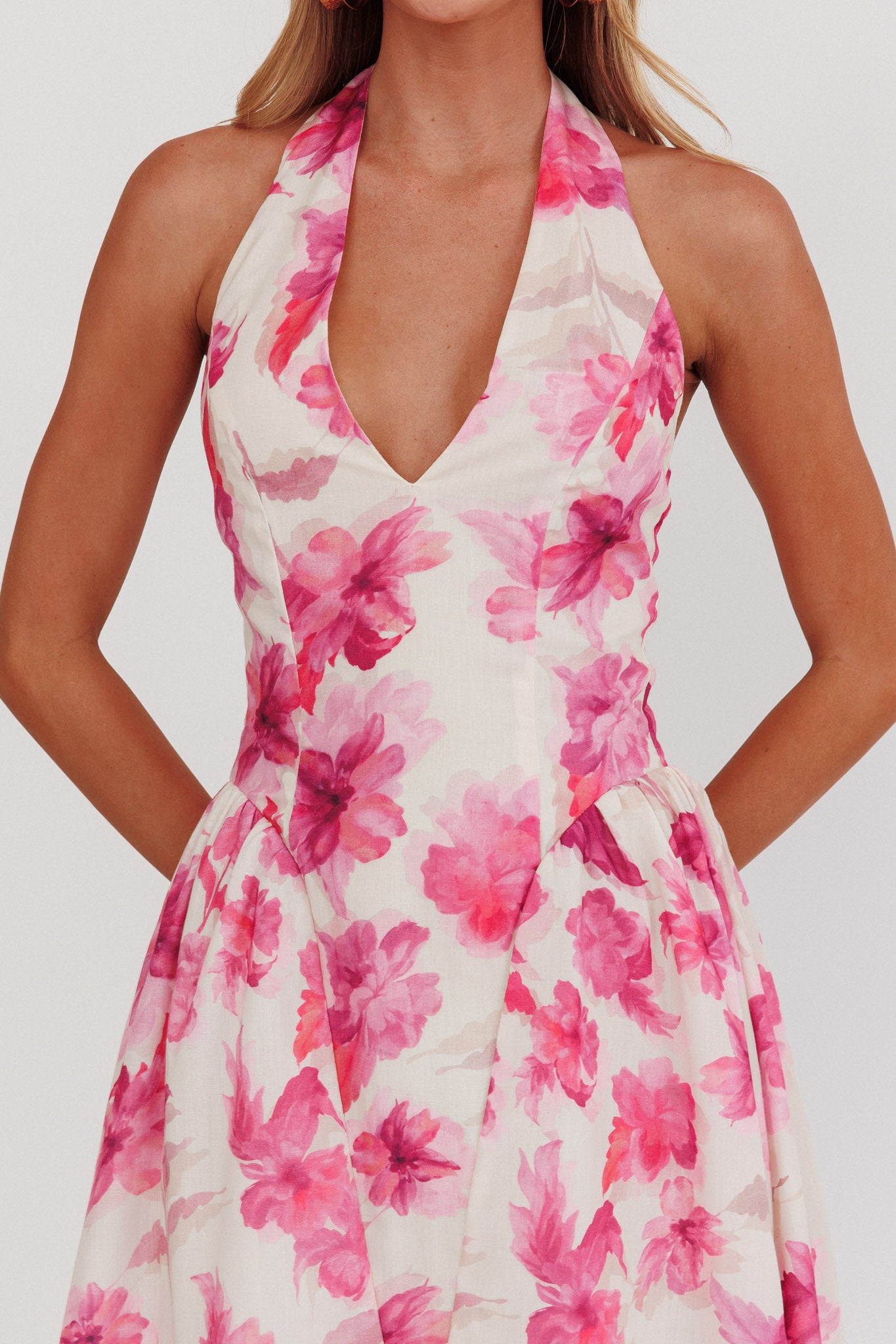 El Corazon Halterneck Dress Floral Pink by Selfie Leslie Australia