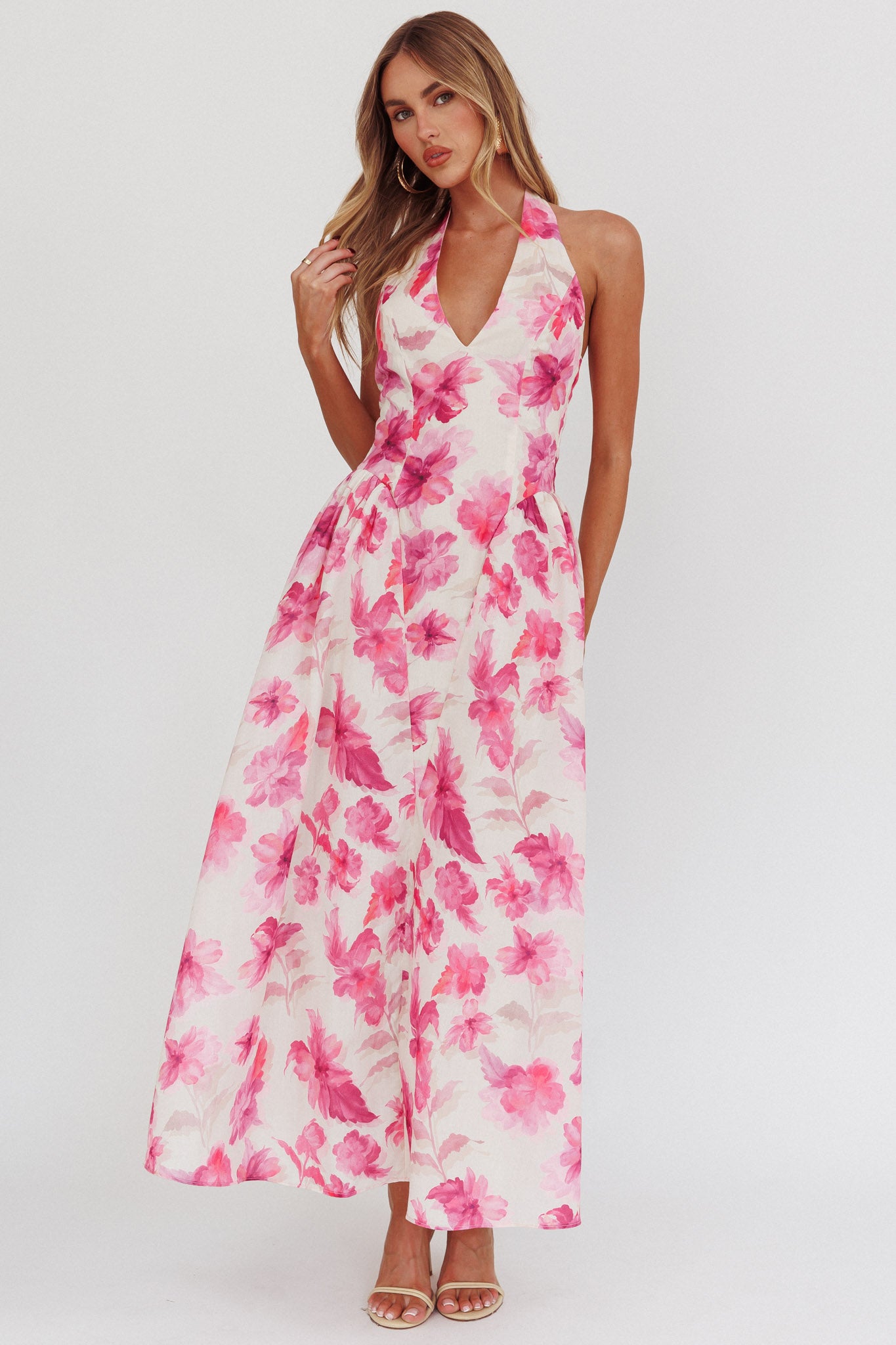 El Corazon Halterneck Dress Floral Pink by Selfie Leslie Australia