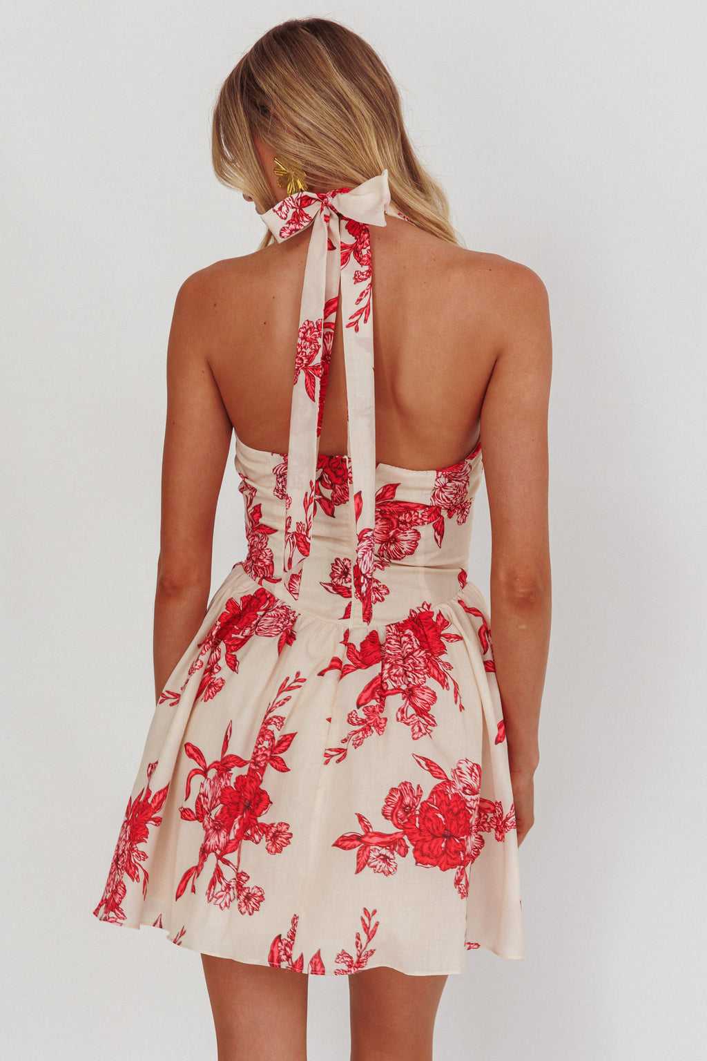 El Corazon Halterneck Mini Dress Floral Red by Selfie Leslie Australia