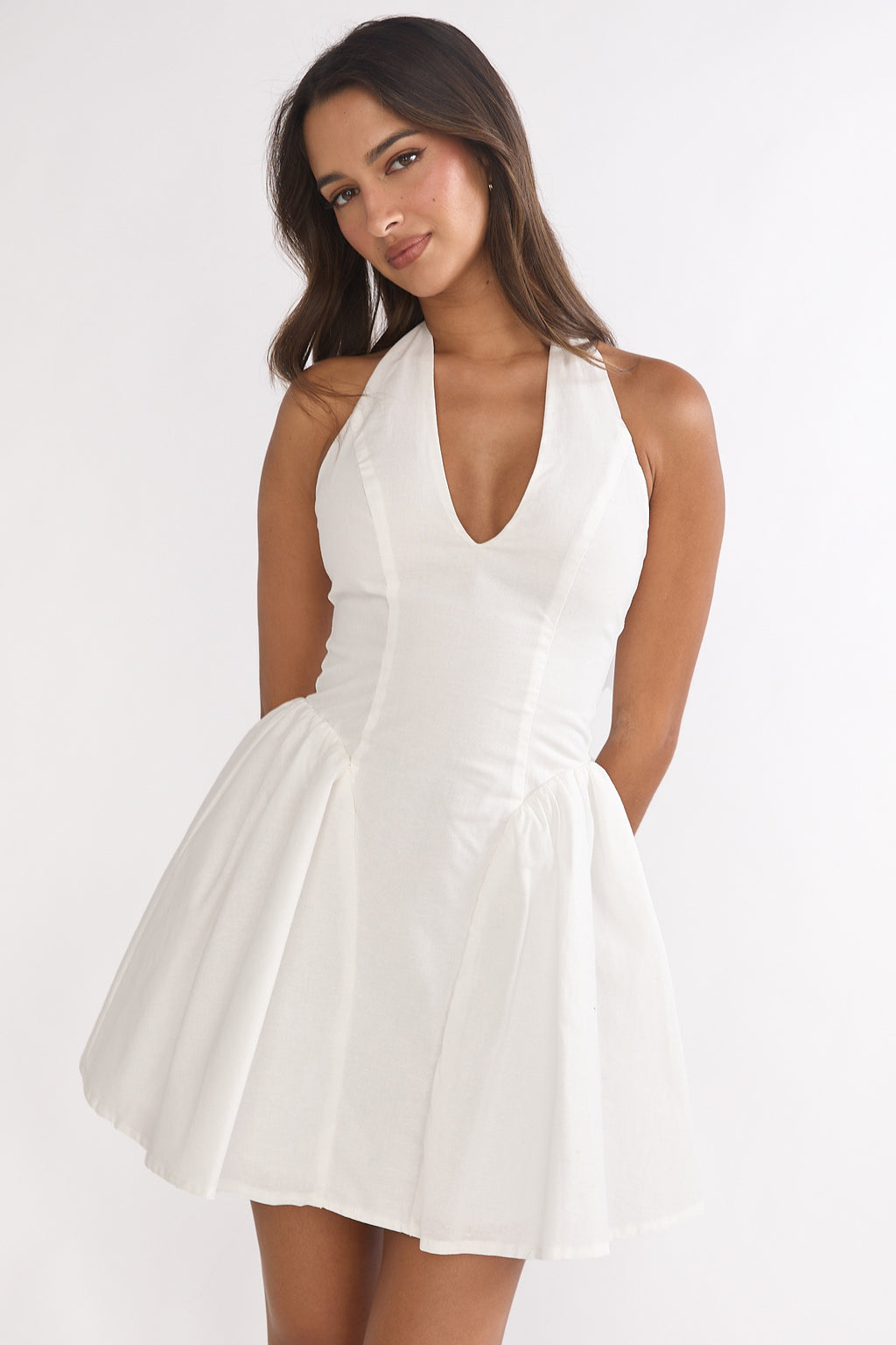 El Corazon Halterneck Mini Dress White by Selfie Leslie Australia