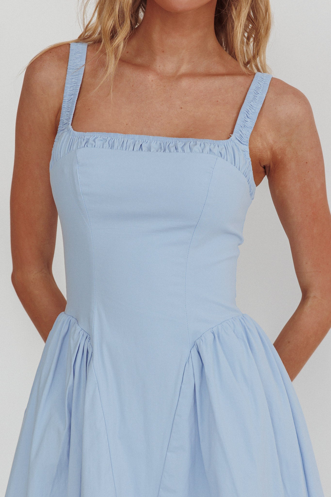 El Corazon Smocked Neckline Maxi Dress Blue by Selfie Leslie Australia