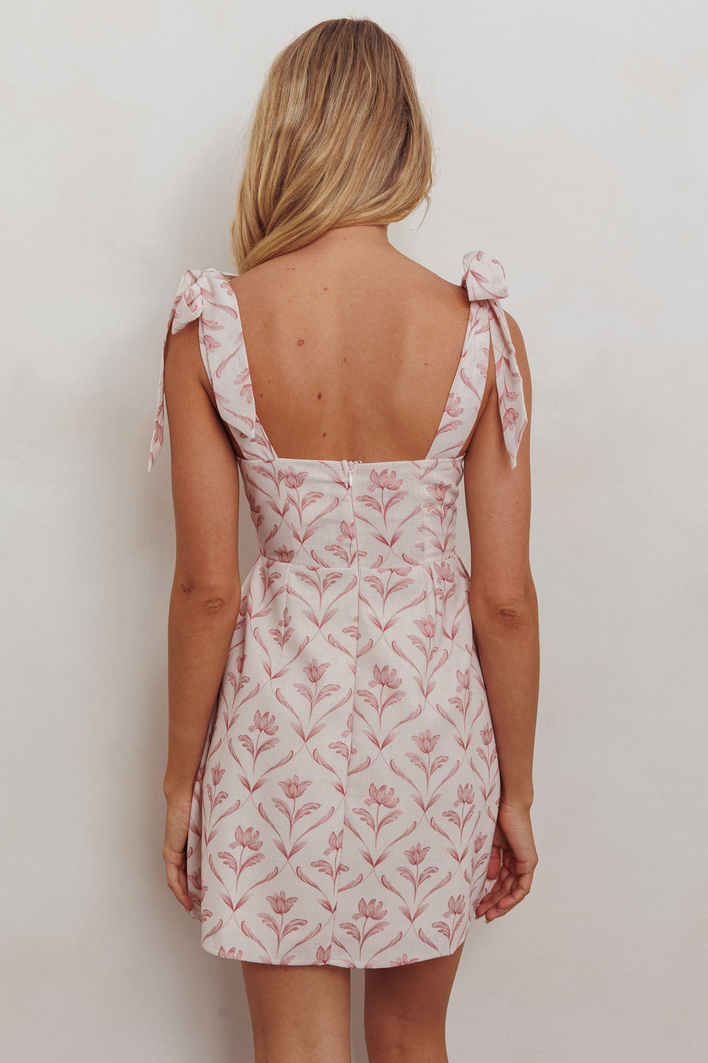 Glam Up Tied Shoulder Mini Dress Beige by Selfie Leslie Australia