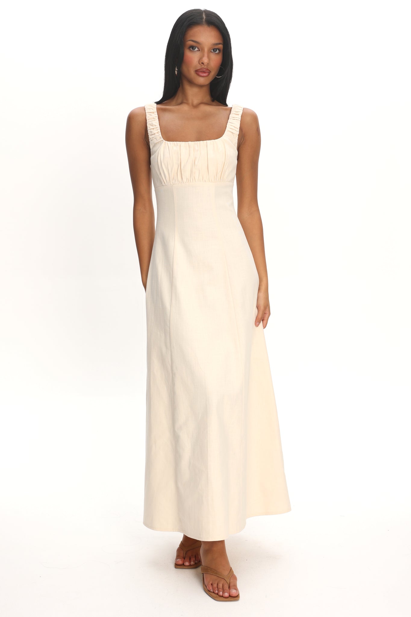 Aila Gathered Bust Maxi Dress Cream by Selfie Leslie Australia