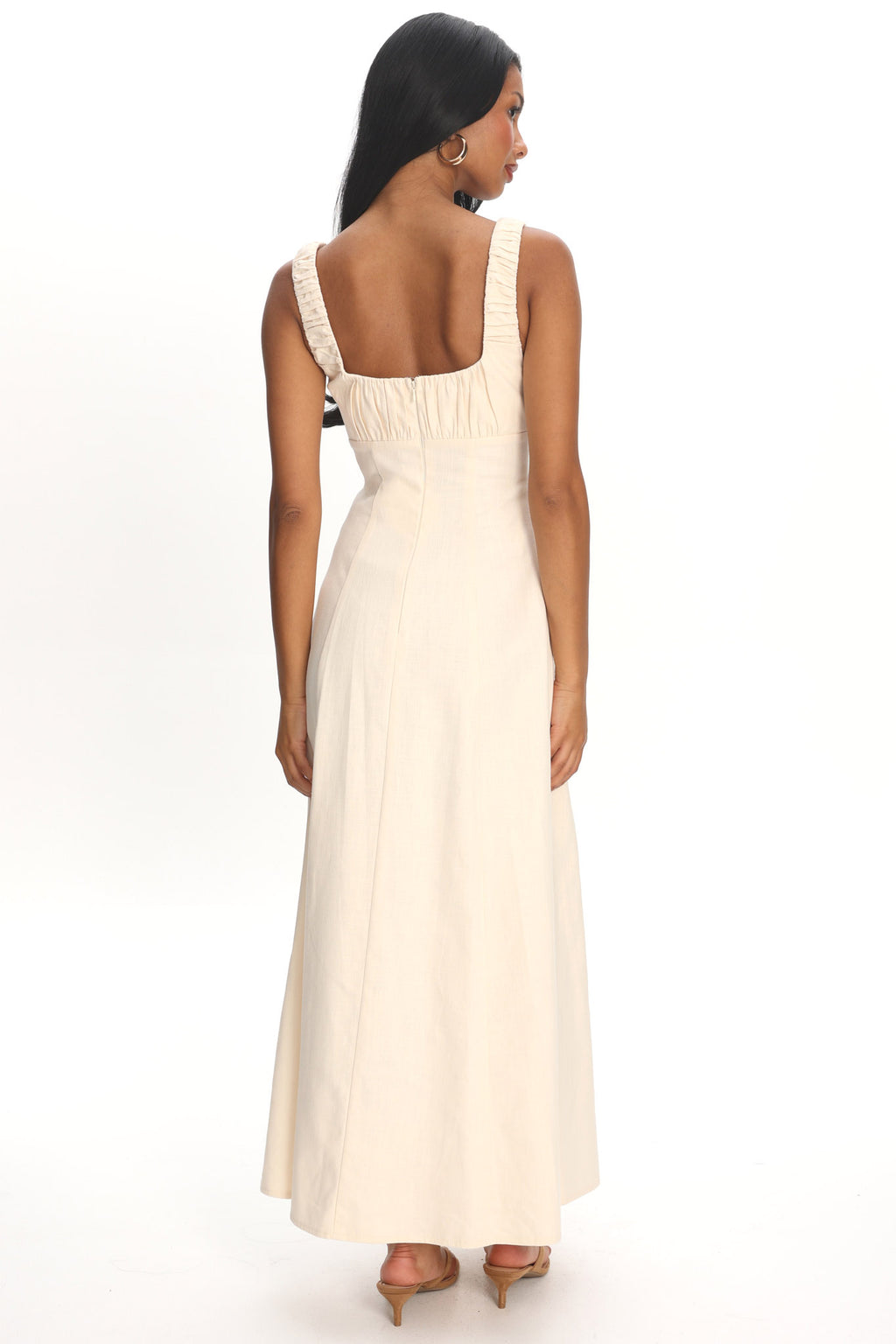 Aila Gathered Bust Maxi Dress Cream by Selfie Leslie Australia