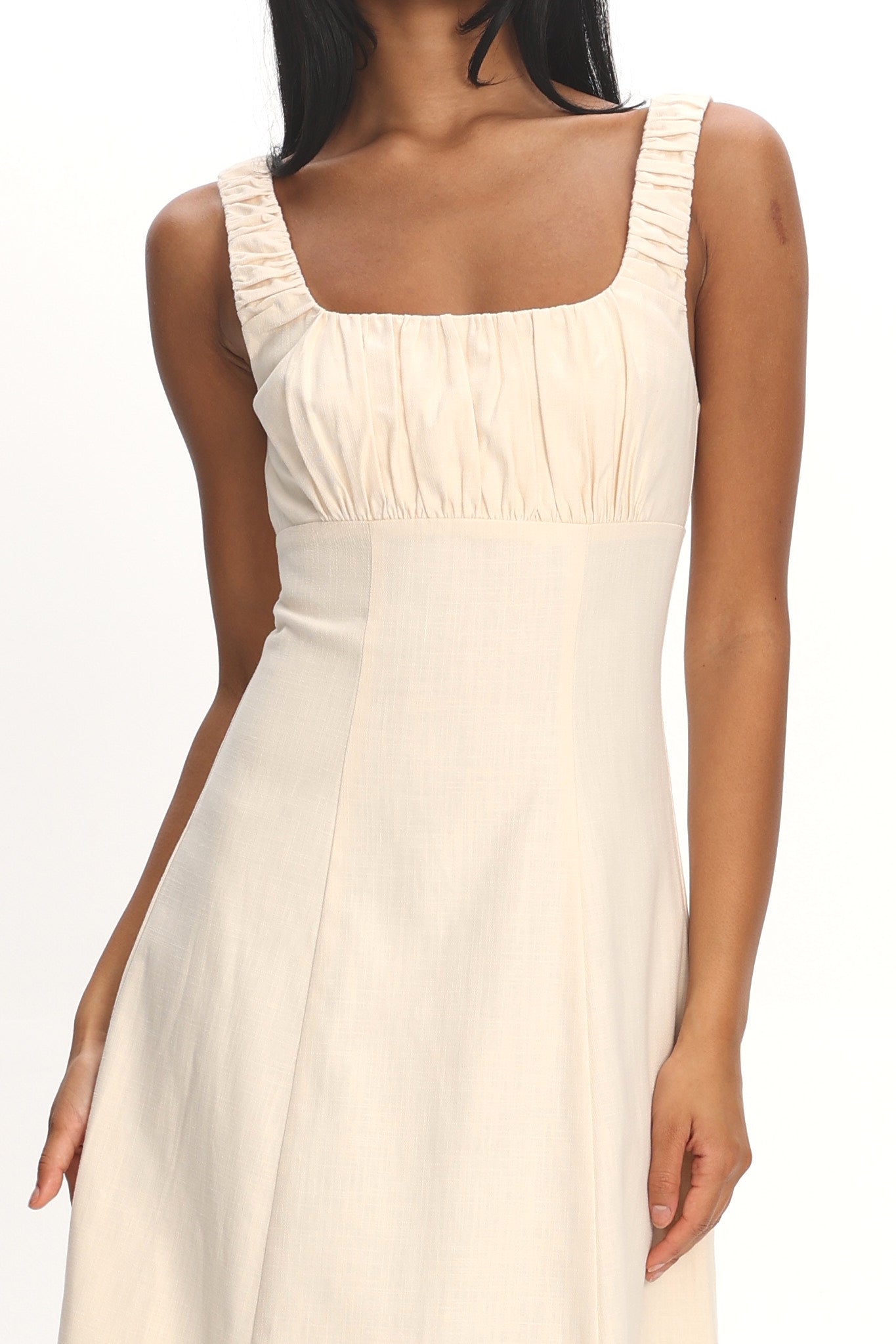 Aila Gathered Bust Maxi Dress Cream by Selfie Leslie Australia