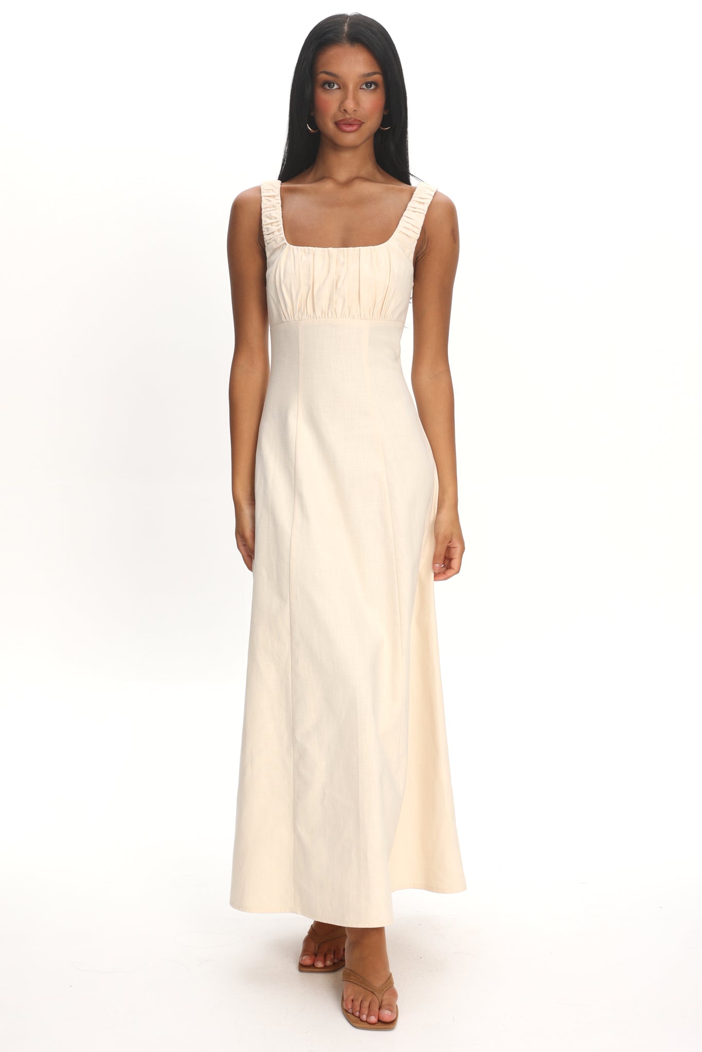 Aila Gathered Bust Maxi Dress Cream by Selfie Leslie Australia