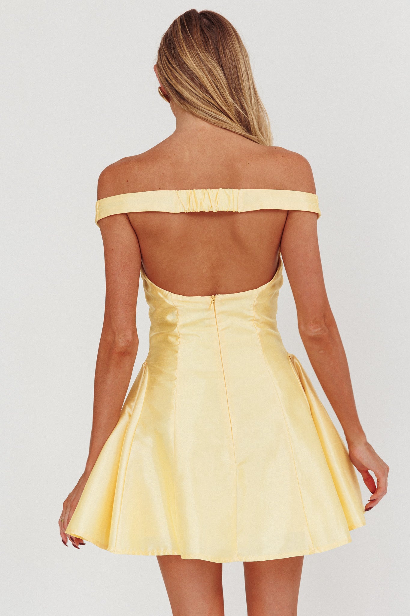 Silver Sun Off-Shoulder Mini Dress Soft Butter by Selfie Leslie Australia