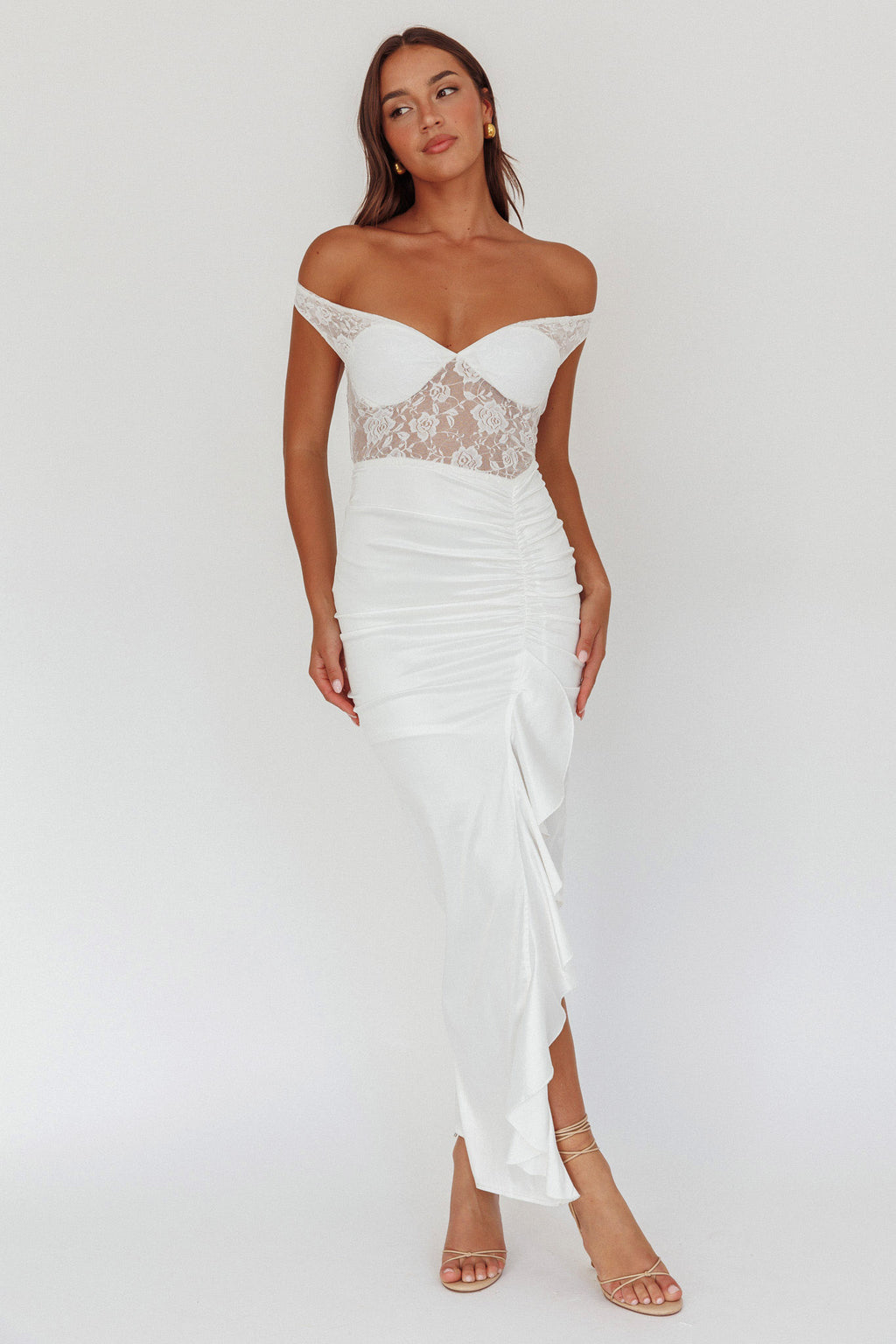 Tillie Lace Bodice Maxi Dress White by Selfie Leslie Australia