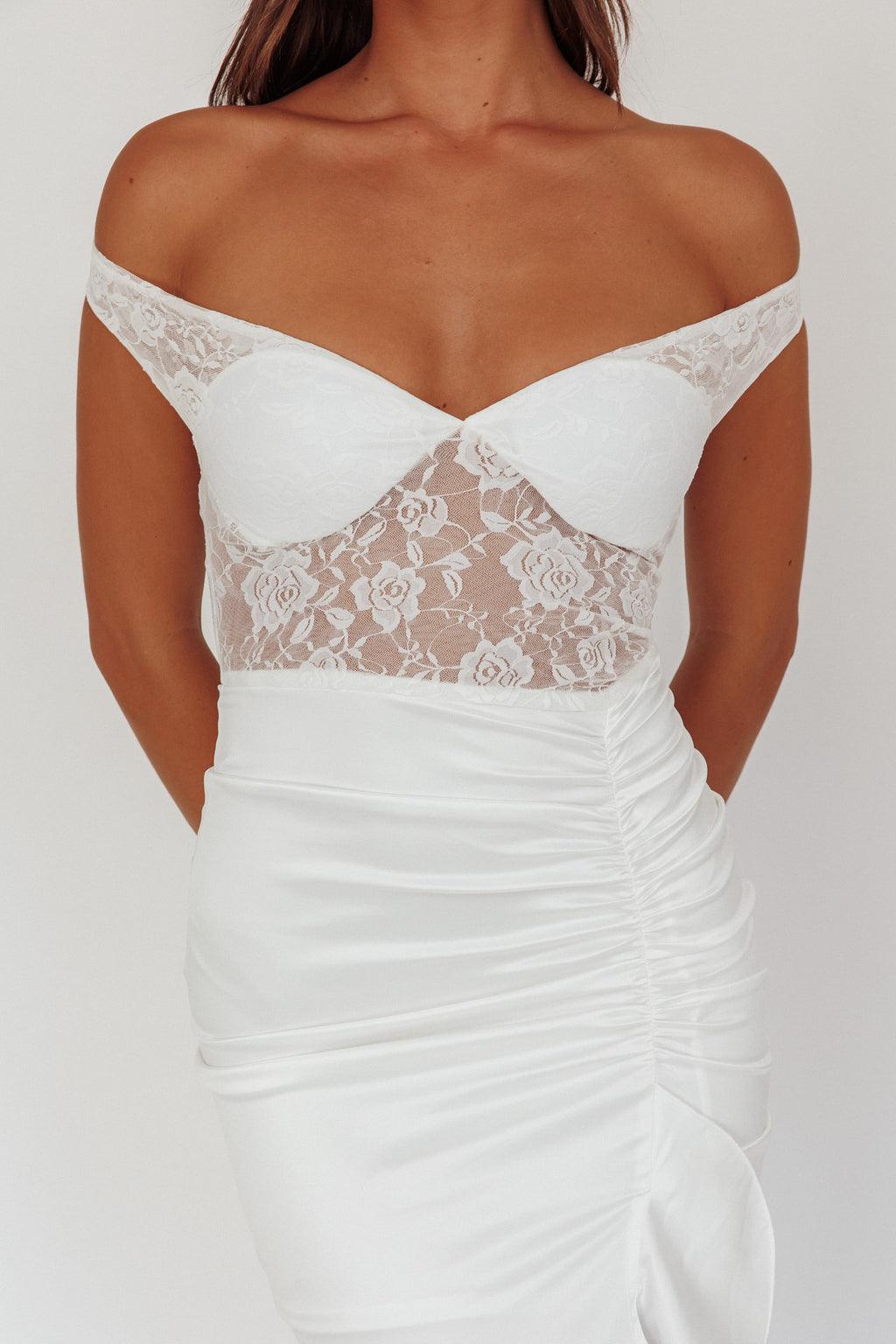 Tillie Lace Bodice Maxi Dress White by Selfie Leslie Australia
