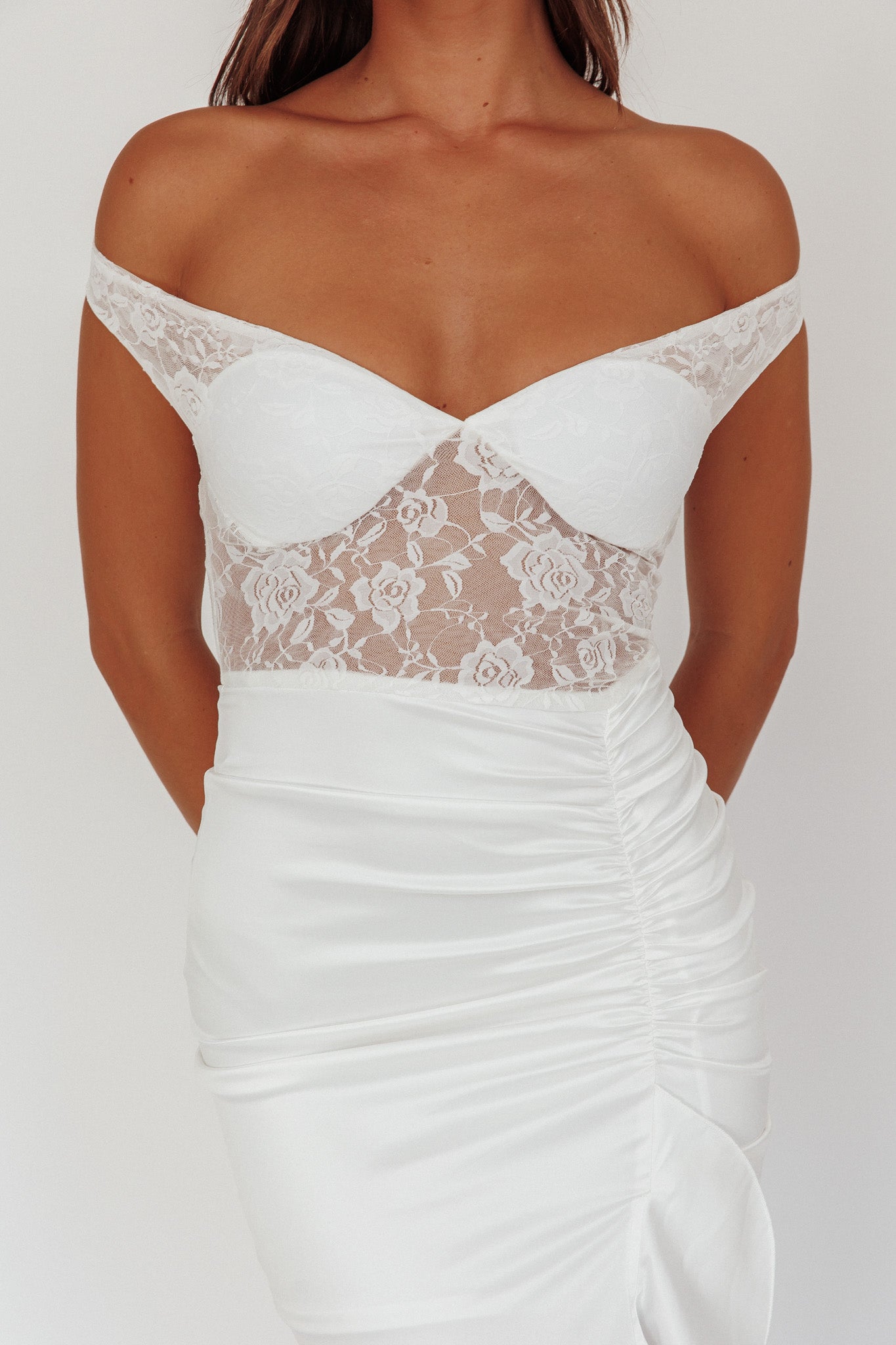 Tillie Lace Bodice Maxi Dress White by Selfie Leslie Australia