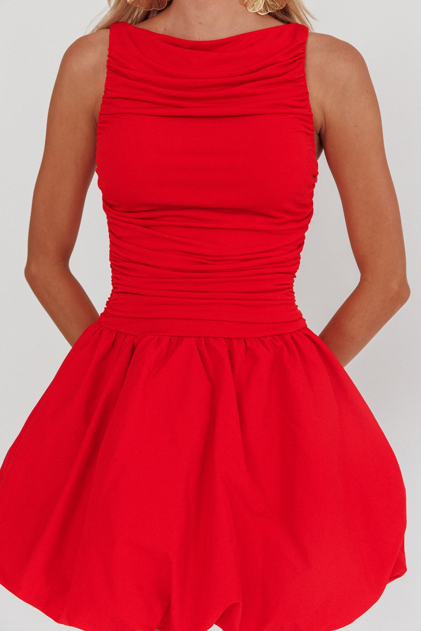 Dalayla Sleeveless Balloon Skirt Mini Dress Red by Selfie Leslie Australia