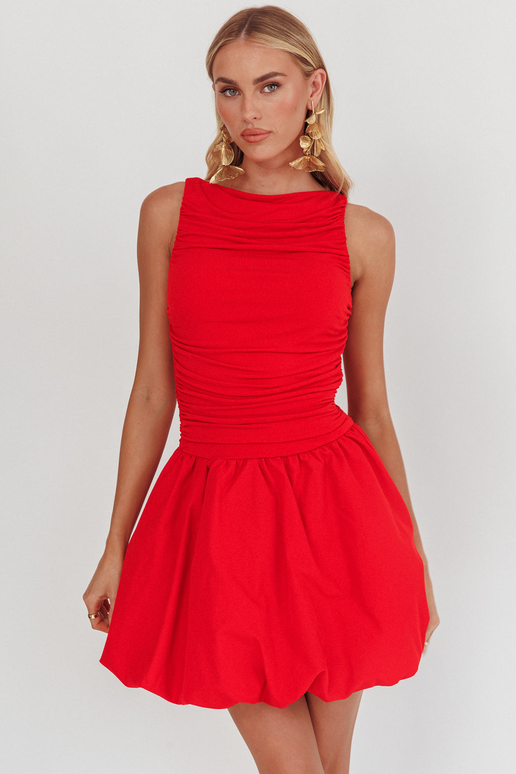 Dalayla Sleeveless Balloon Skirt Mini Dress Red by Selfie Leslie Australia