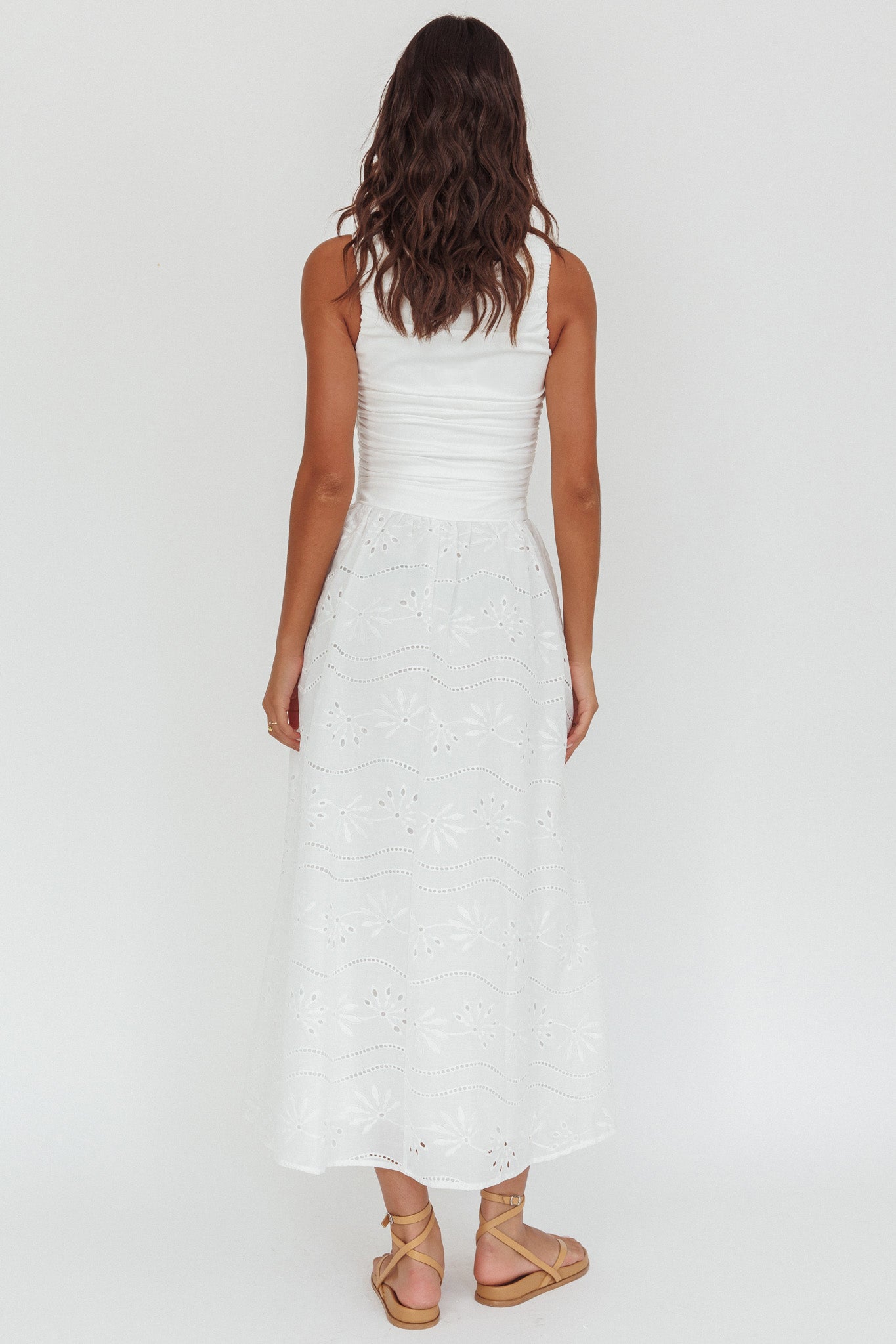 Dalayla Sleeveless Eyelet Maxi Dress White by Selfie Leslie Australia
