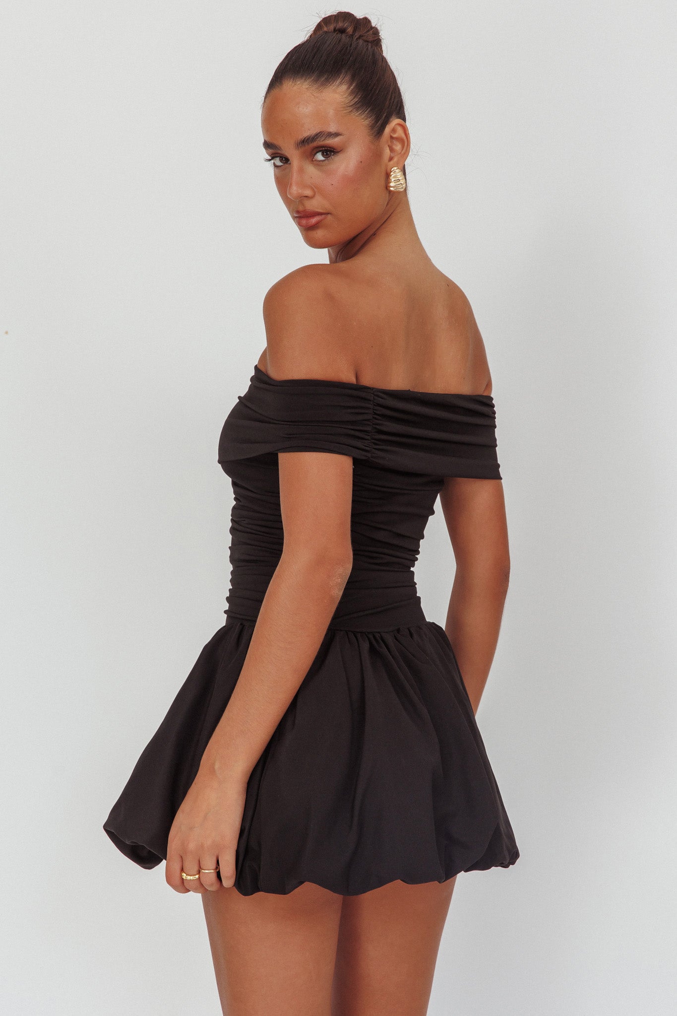 Dalayla Off-Shoulder Mini Dress Black by Selfie Leslie Australia