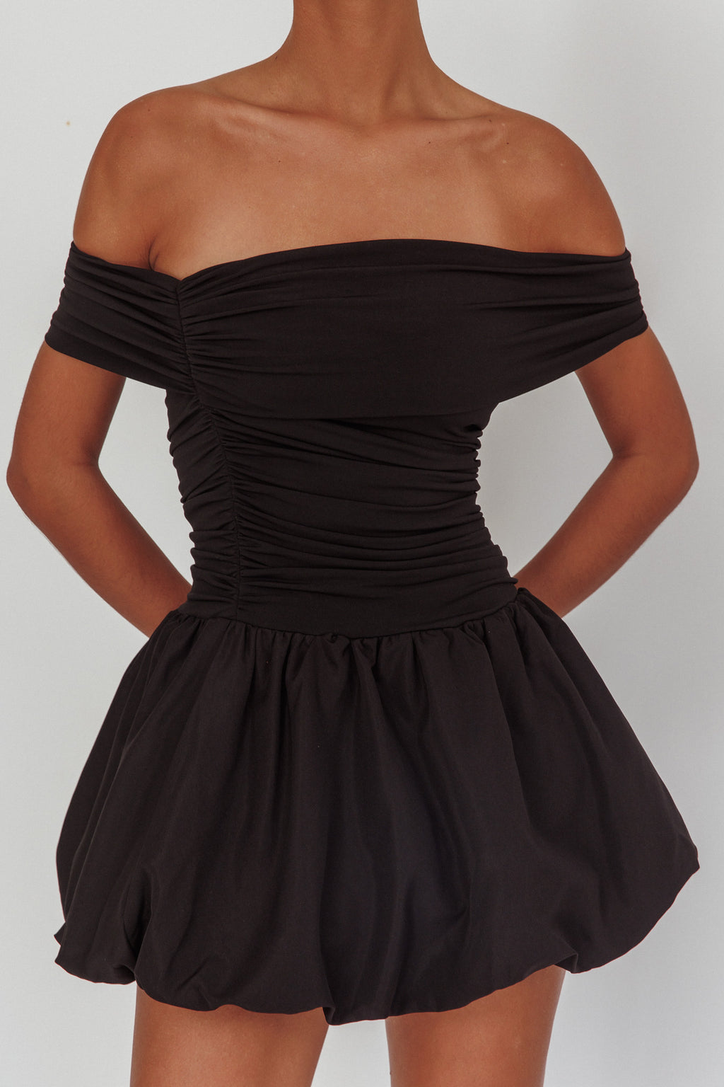 Dalayla Off-Shoulder Mini Dress Black by Selfie Leslie Australia