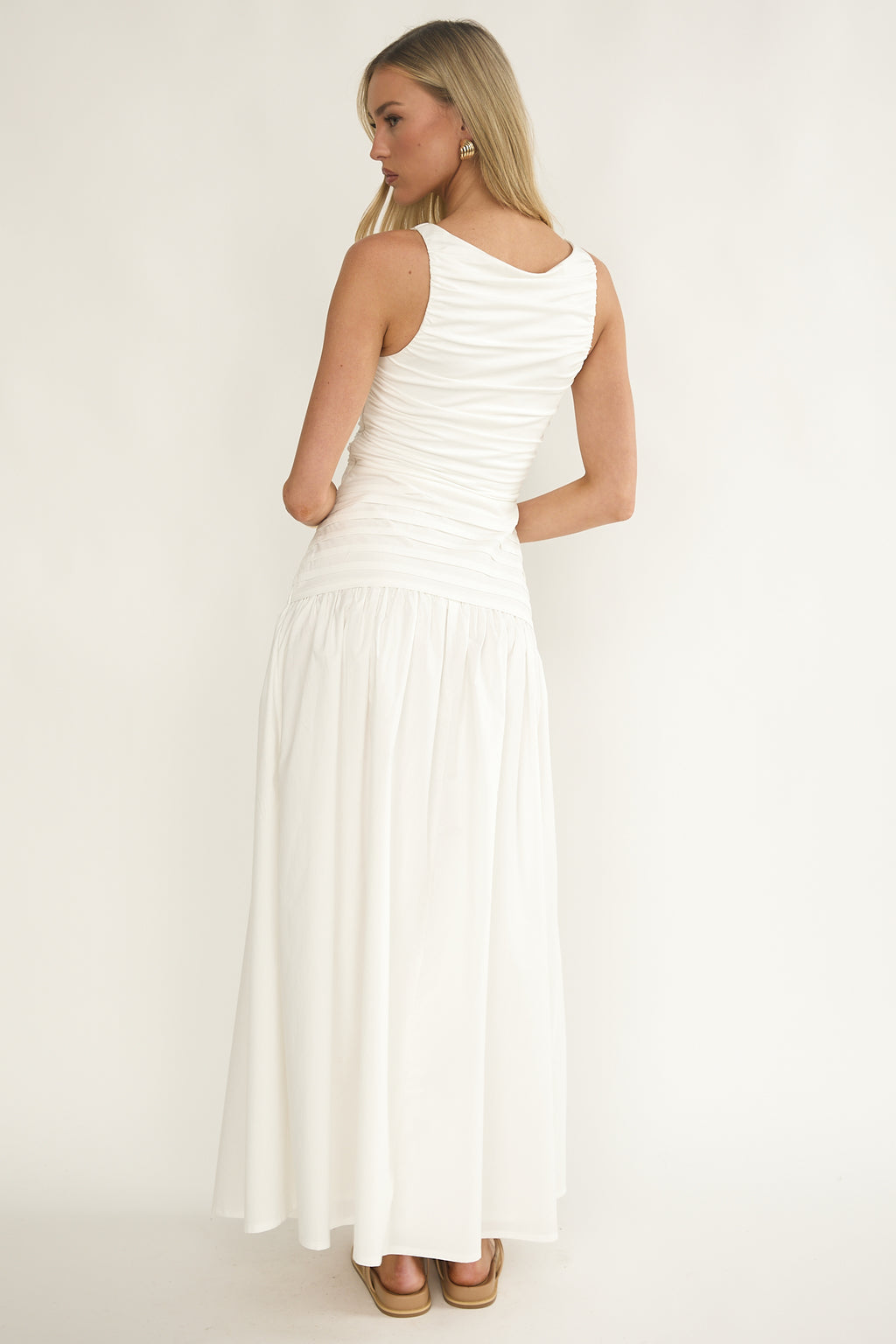 Dalayla Sleeveless Pintuck Maxi Dress White by Selfie Leslie Australia