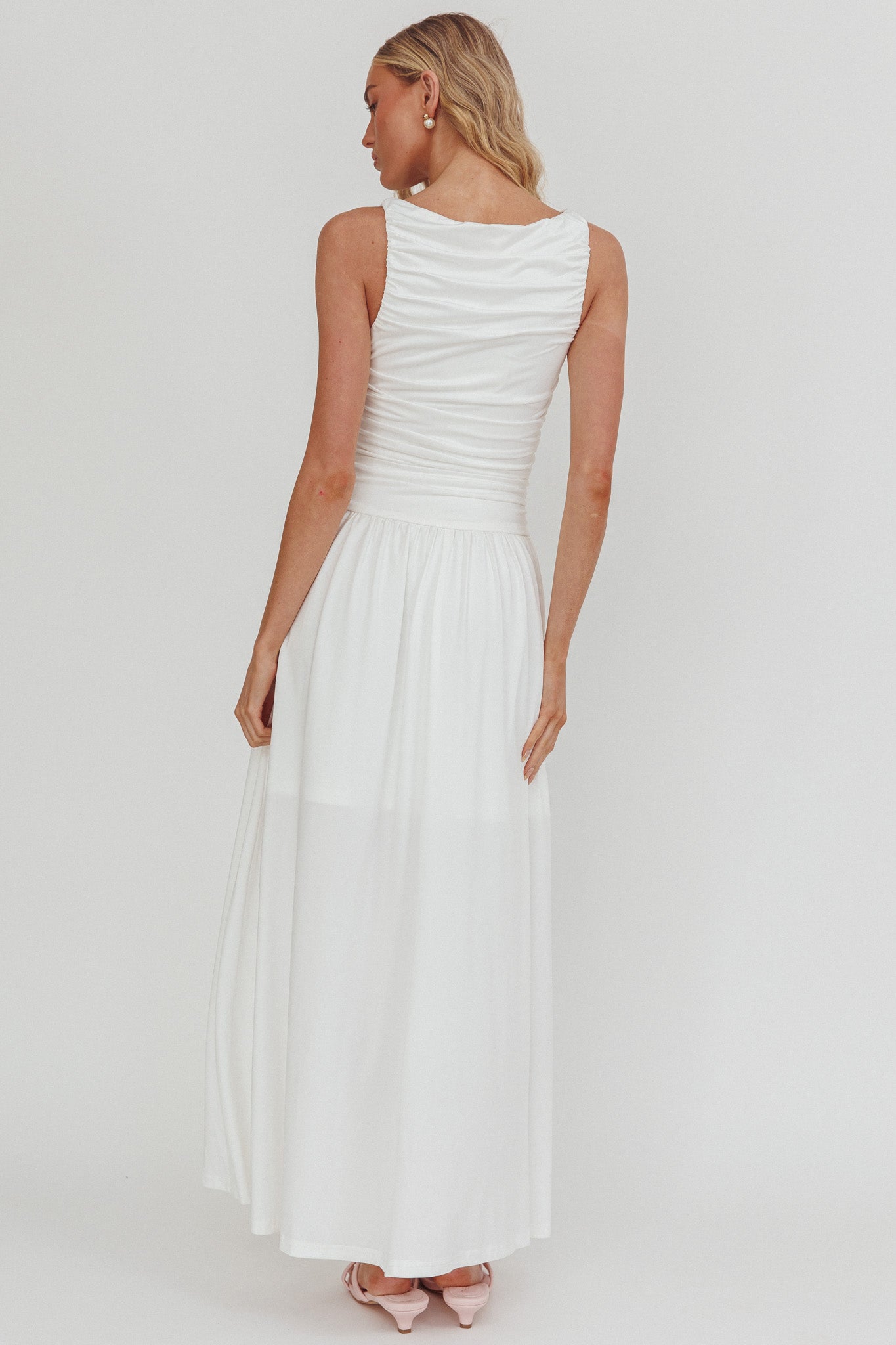 Dalayla Sleeveless Ruched Maxi Dress White by Selfie Leslie Australia