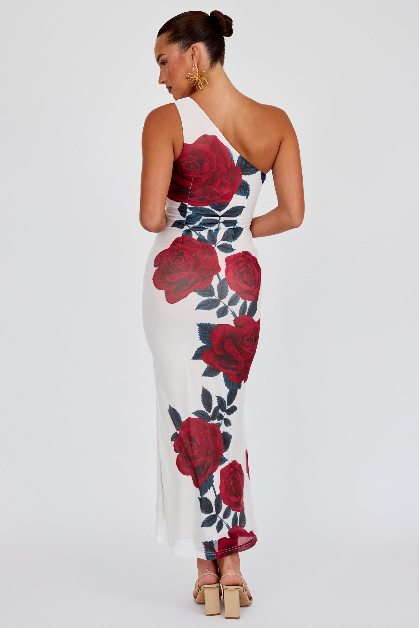 Desiree One Shoulder Mesh Maxi Dres Rose by Selfie Leslie Australia