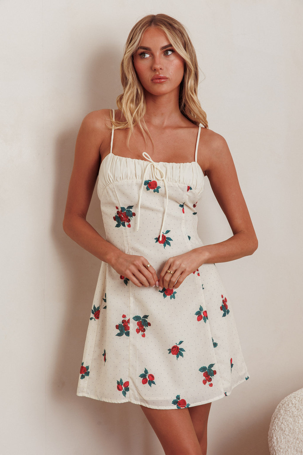Clara Gathered Bust Mini Dress Rose Beige by Selfie Leslie Australia