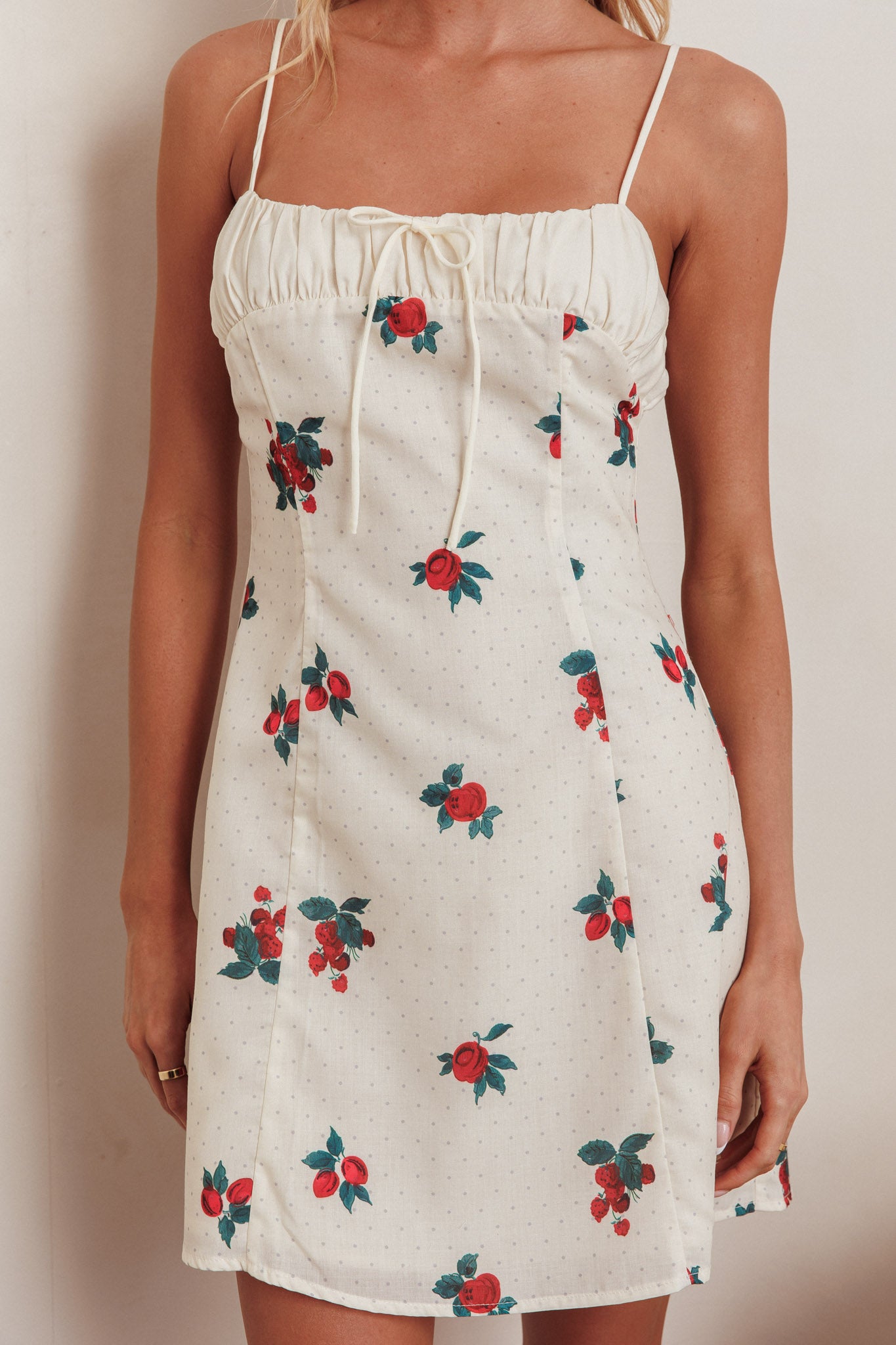 Clara Gathered Bust Mini Dress Rose Beige by Selfie Leslie Australia