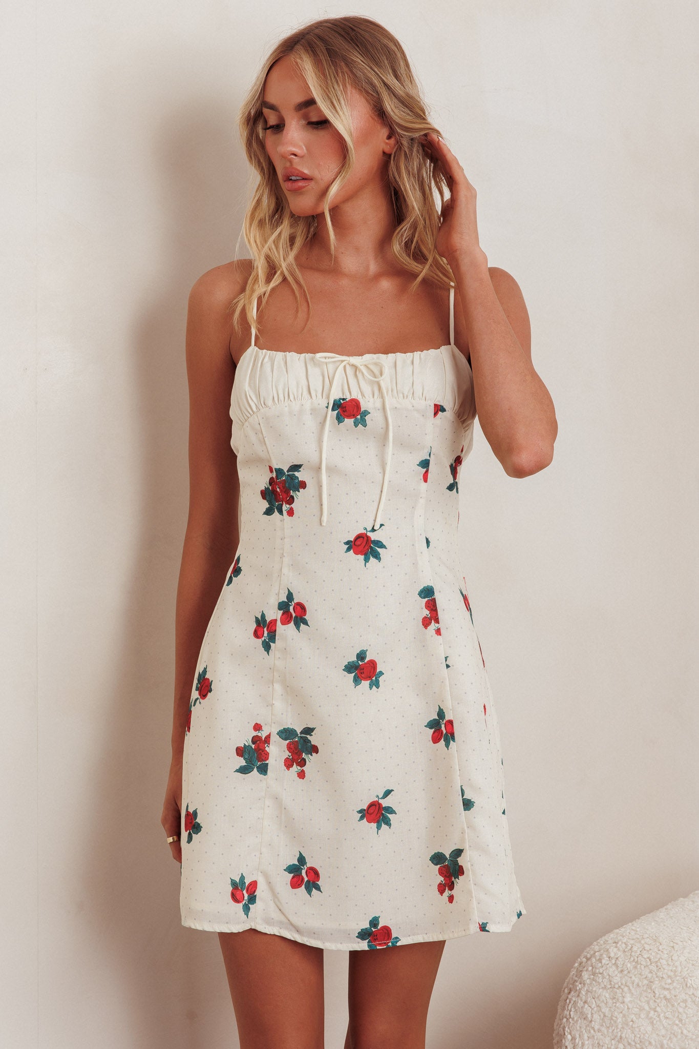 Clara Gathered Bust Mini Dress Rose Beige by Selfie Leslie Australia