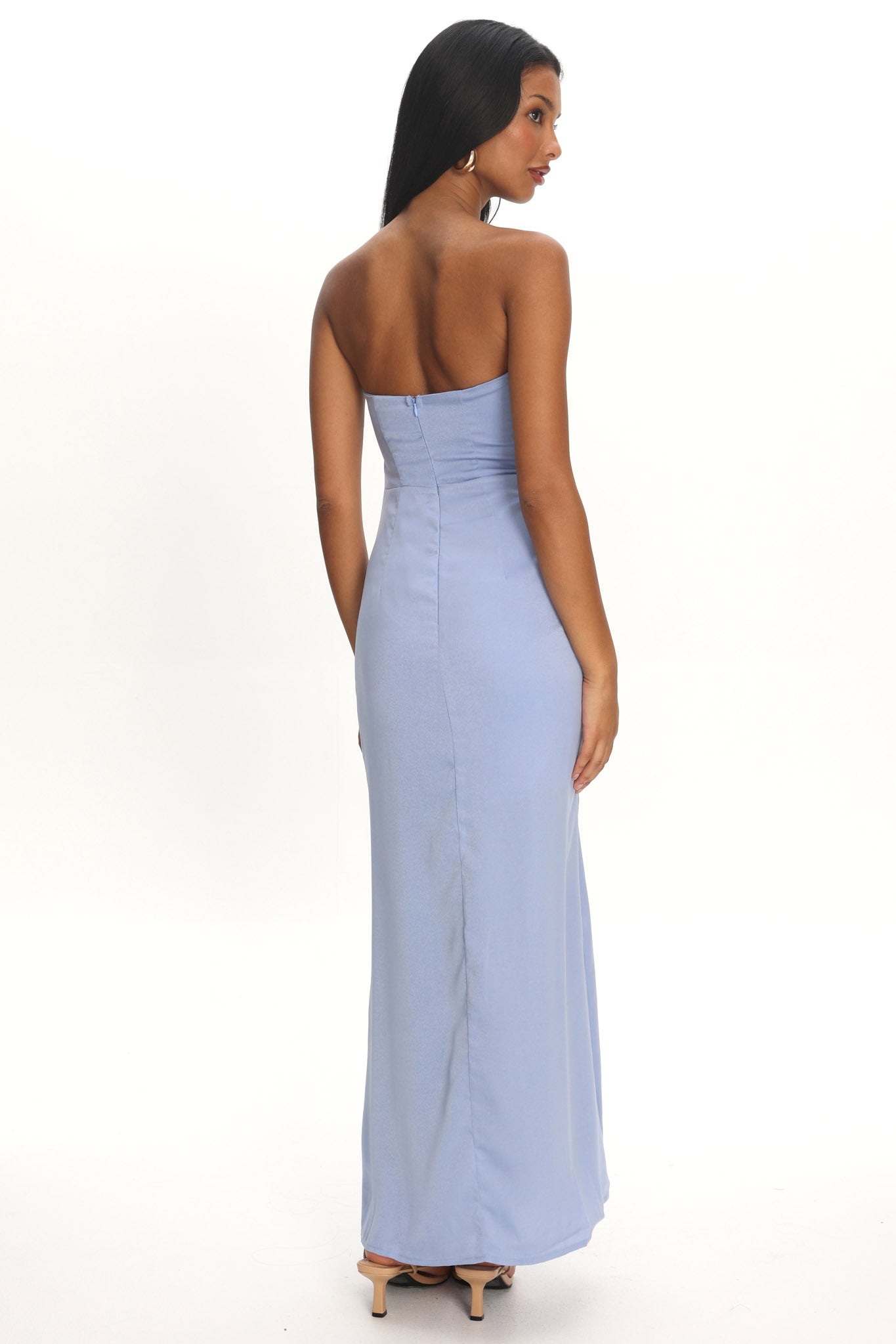 Molinda Strapless Ruched Drawstring Maxi Dress Blue by Selfie Leslie Australia