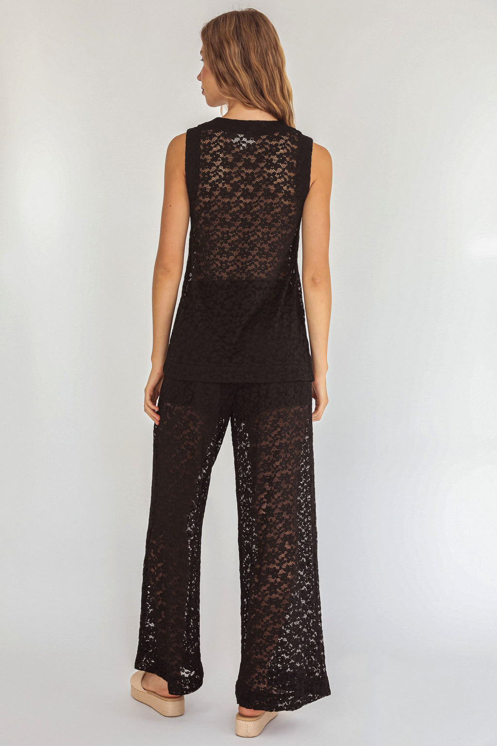 Canyons Wide Leg Pants Lace Black by Selfie Leslie Australia