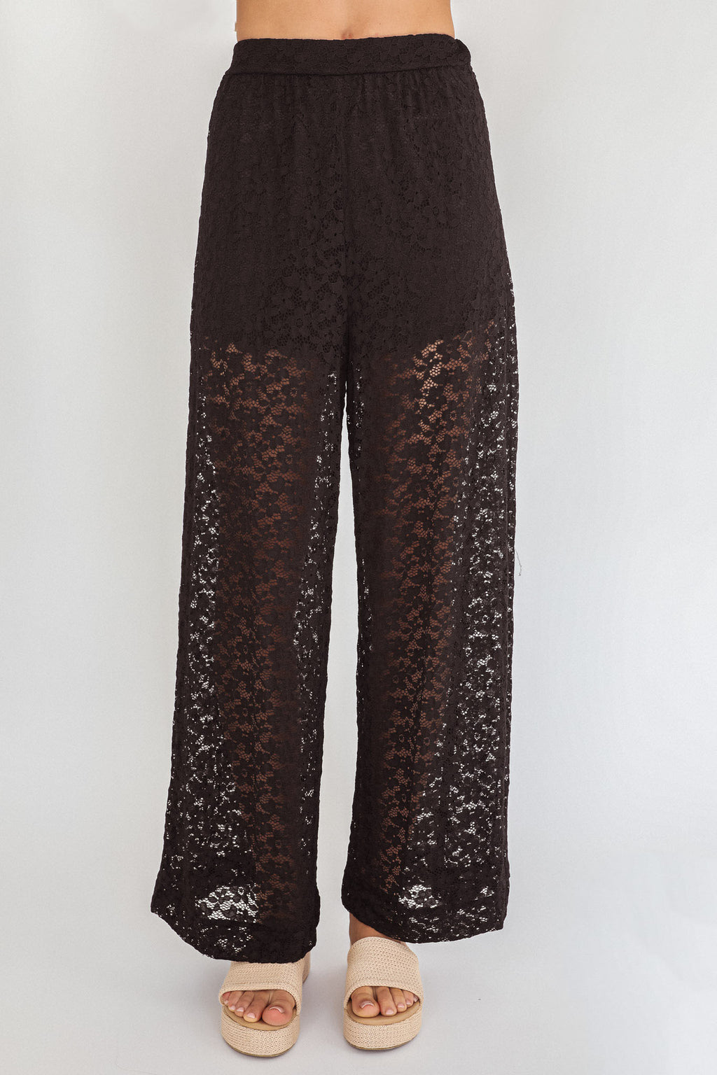 Canyons Wide Leg Pants Lace Black by Selfie Leslie Australia