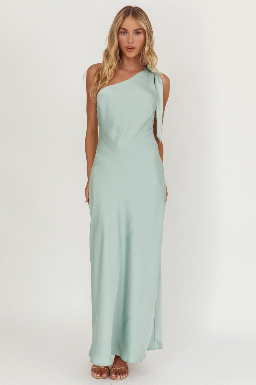 Robertah One-Shoulder Bow Maxi Dress Sage by Selfie Leslie Australia