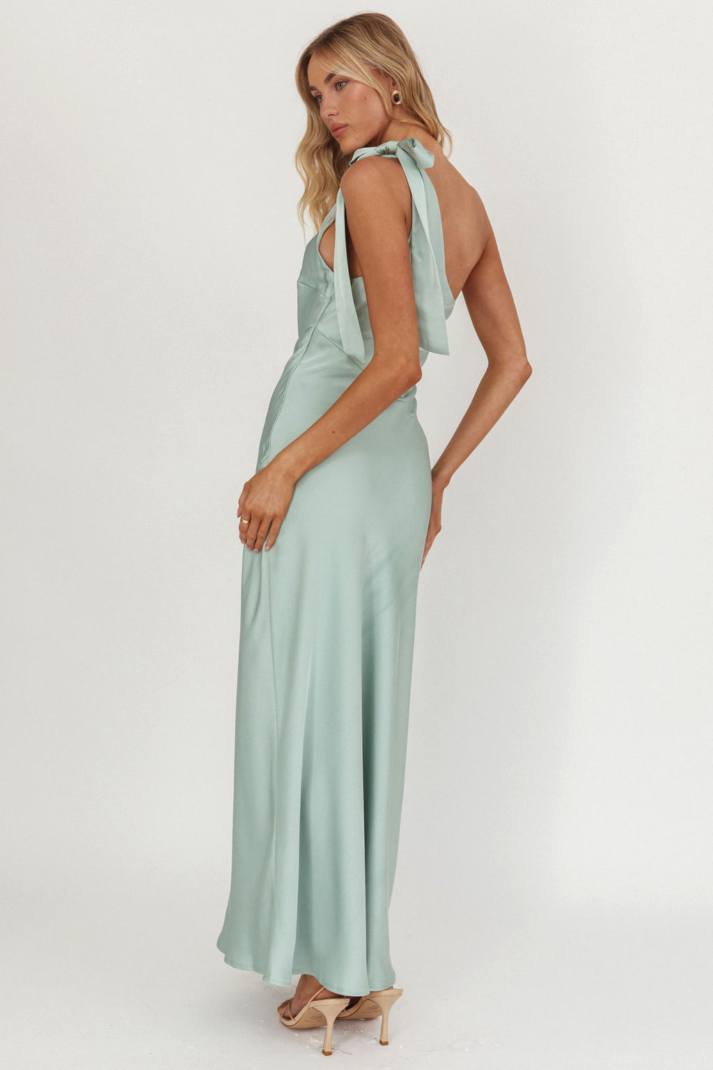 Robertah One-Shoulder Bow Maxi Dress Sage by Selfie Leslie Australia