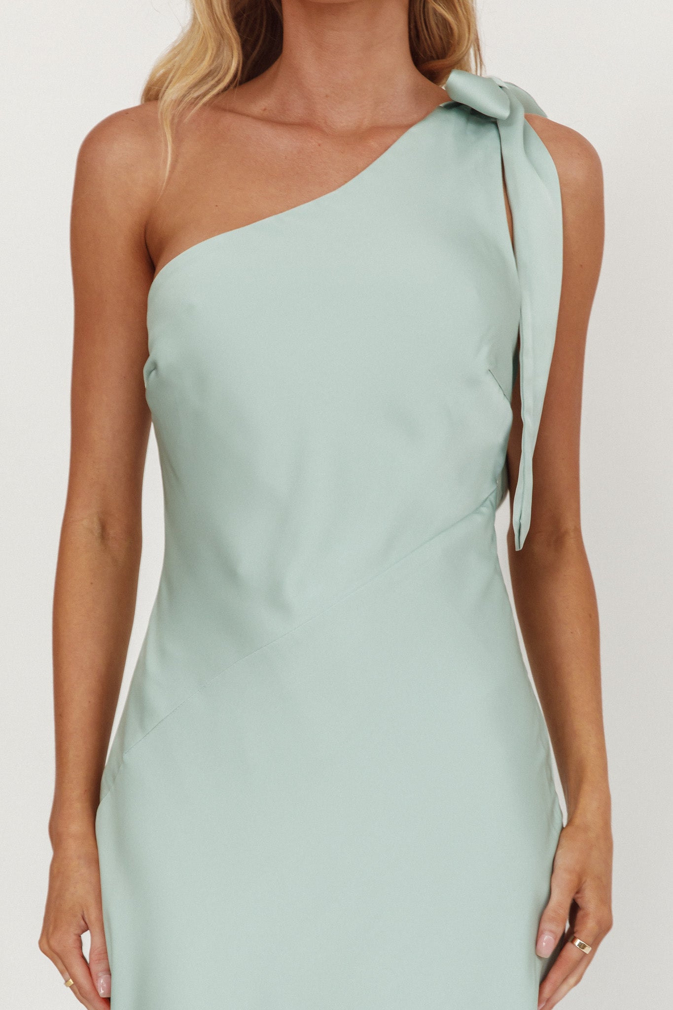 Robertah One-Shoulder Bow Maxi Dress Sage by Selfie Leslie Australia