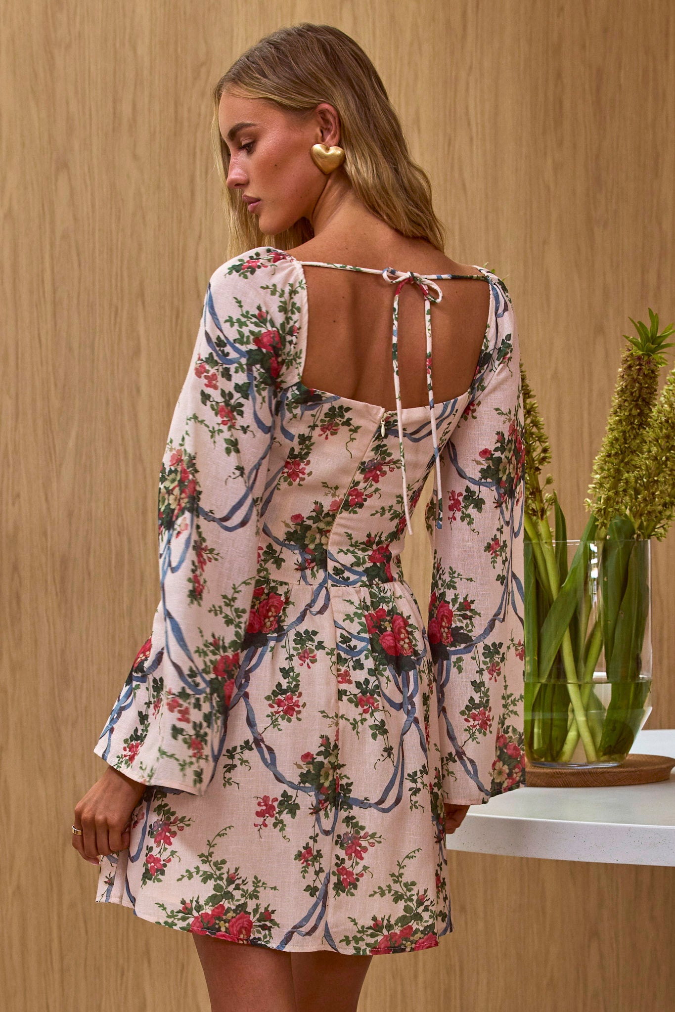 Emmy Gathered Bust Mini Dress Floral Pink by Selfie Leslie Australia