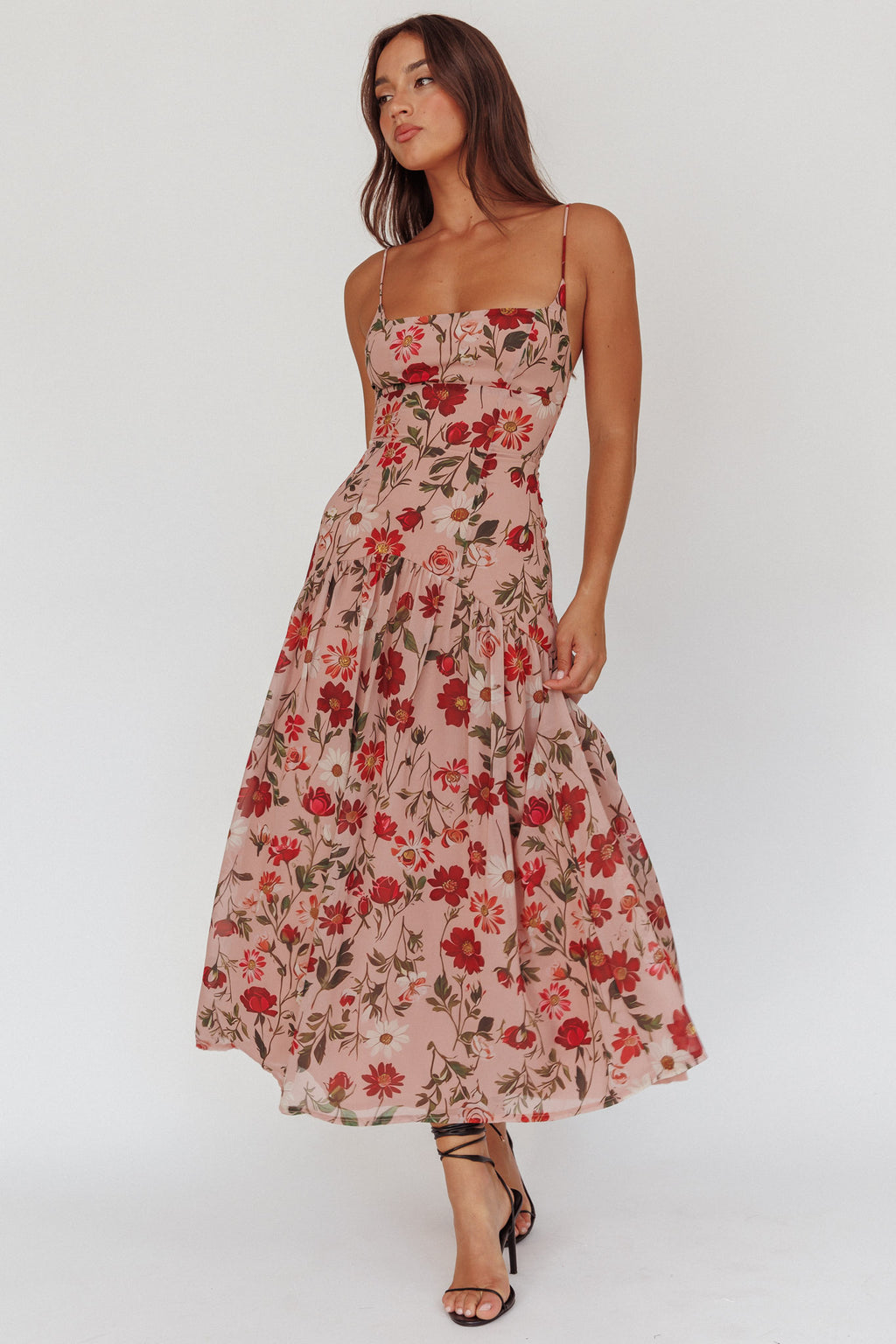 Monday Muse Drop Waist Maxi Dress Floral Red by Selfie Leslie Australia