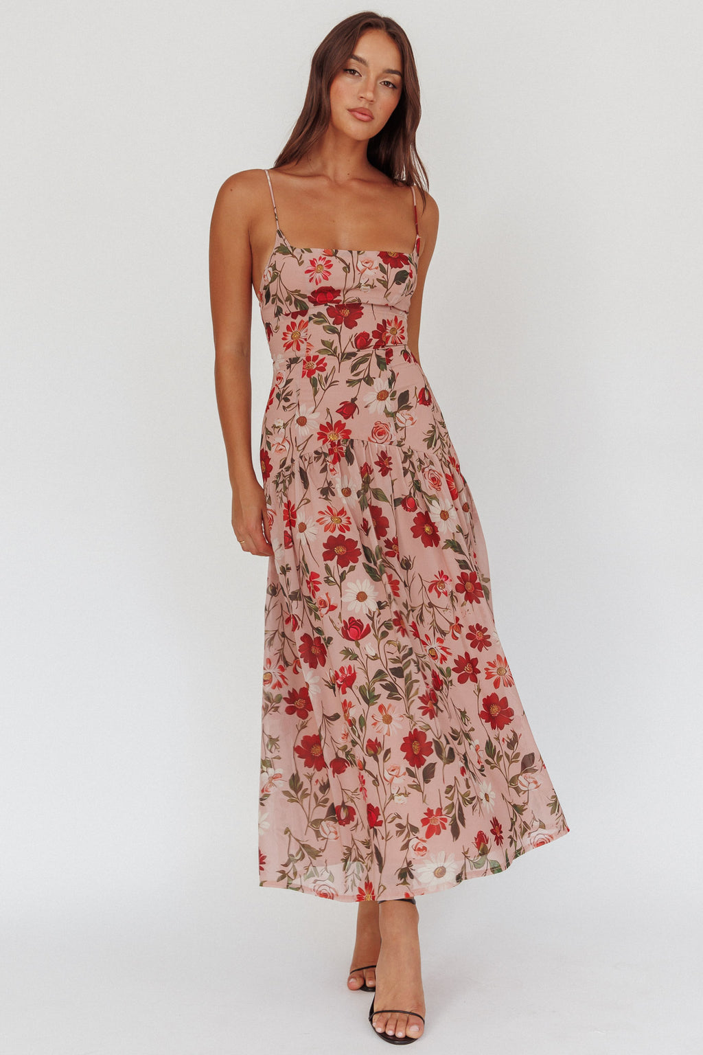 Monday Muse Drop Waist Maxi Dress Floral Red by Selfie Leslie Australia
