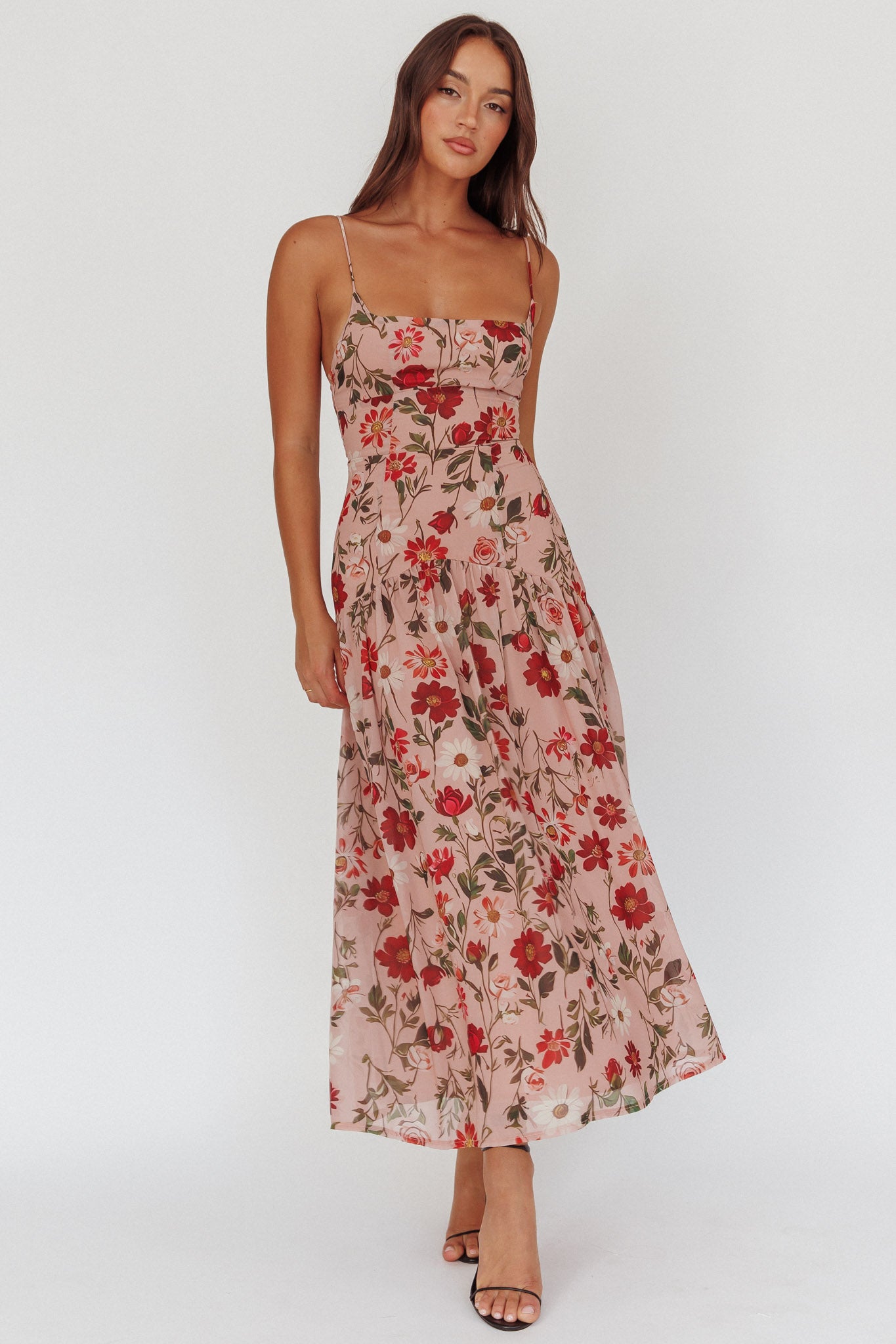 Monday Muse Drop Waist Maxi Dress Floral Red by Selfie Leslie Australia