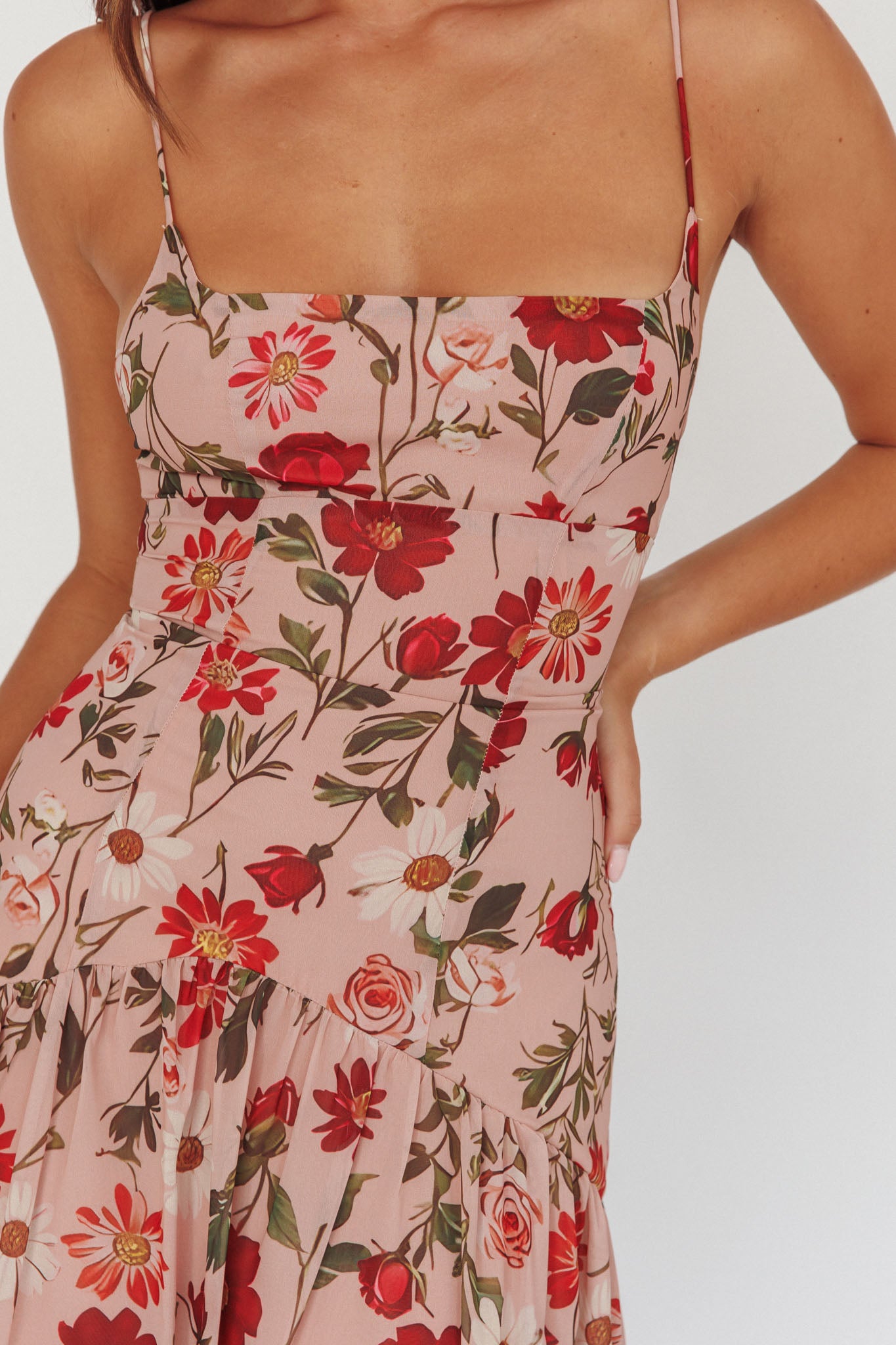 Monday Muse Drop Waist Maxi Dress Floral Red by Selfie Leslie Australia