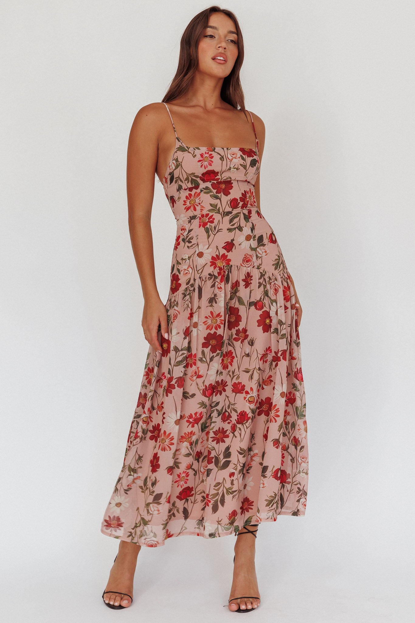 Monday Muse Drop Waist Maxi Dress Floral Red by Selfie Leslie Australia