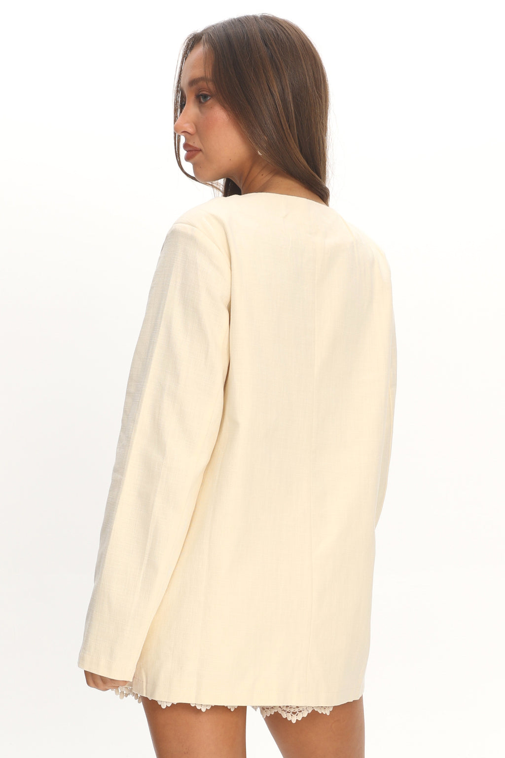 Vikki Round Neck Structured Top Butter by Selfie Leslie Australia