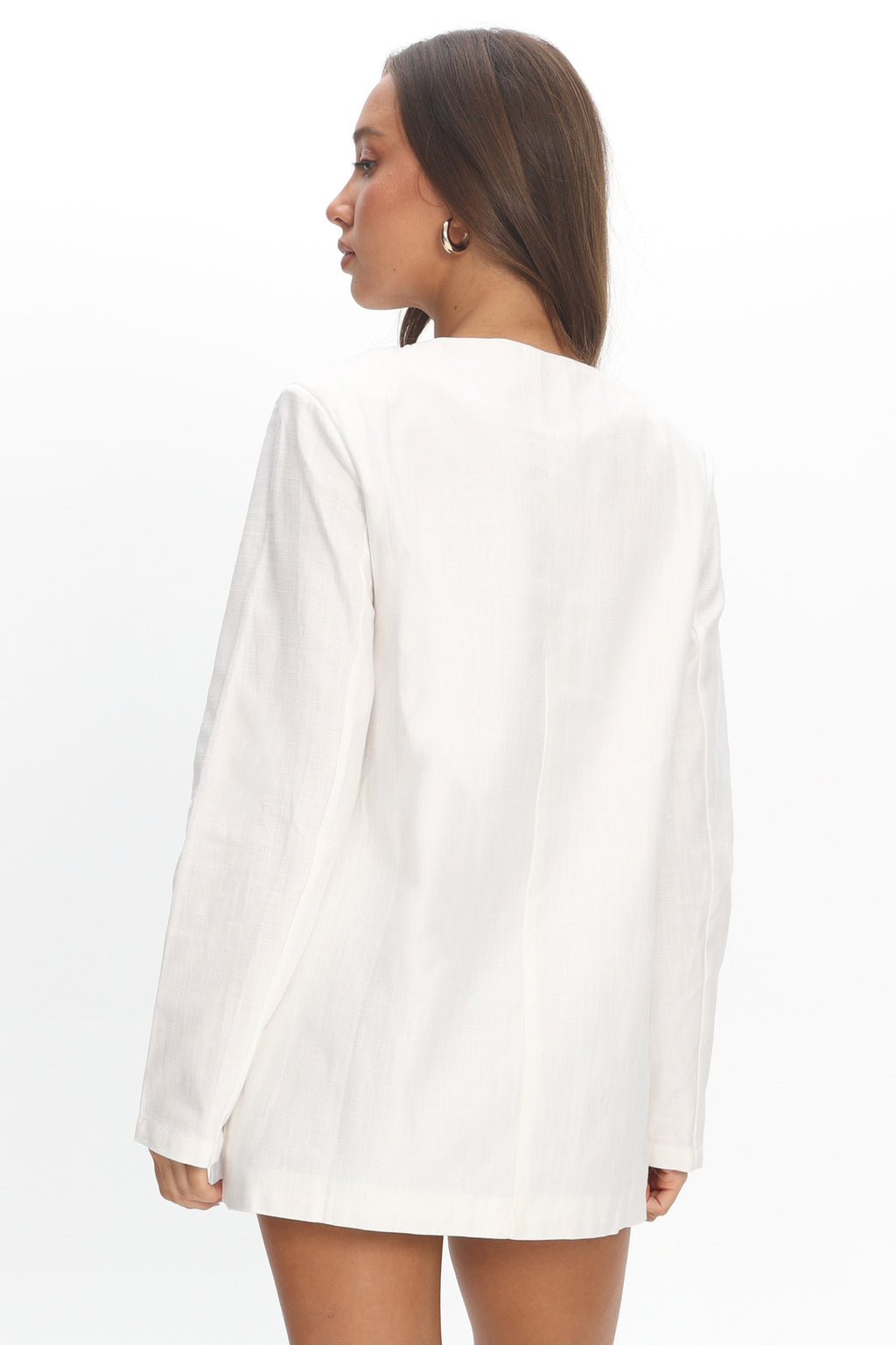 Vikki Round Neck Structured Top Cream by Selfie Leslie Australia