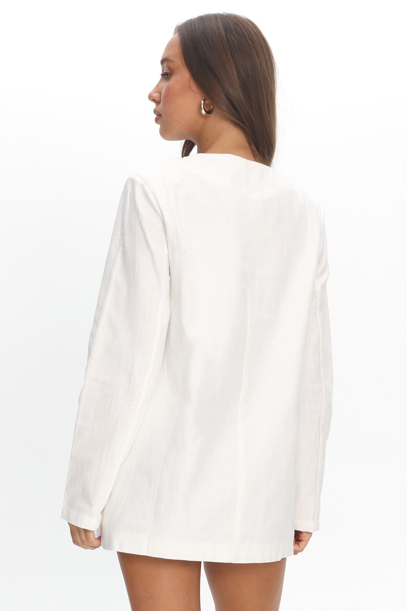 Vikki Round Neck Structured Top Cream by Selfie Leslie Australia