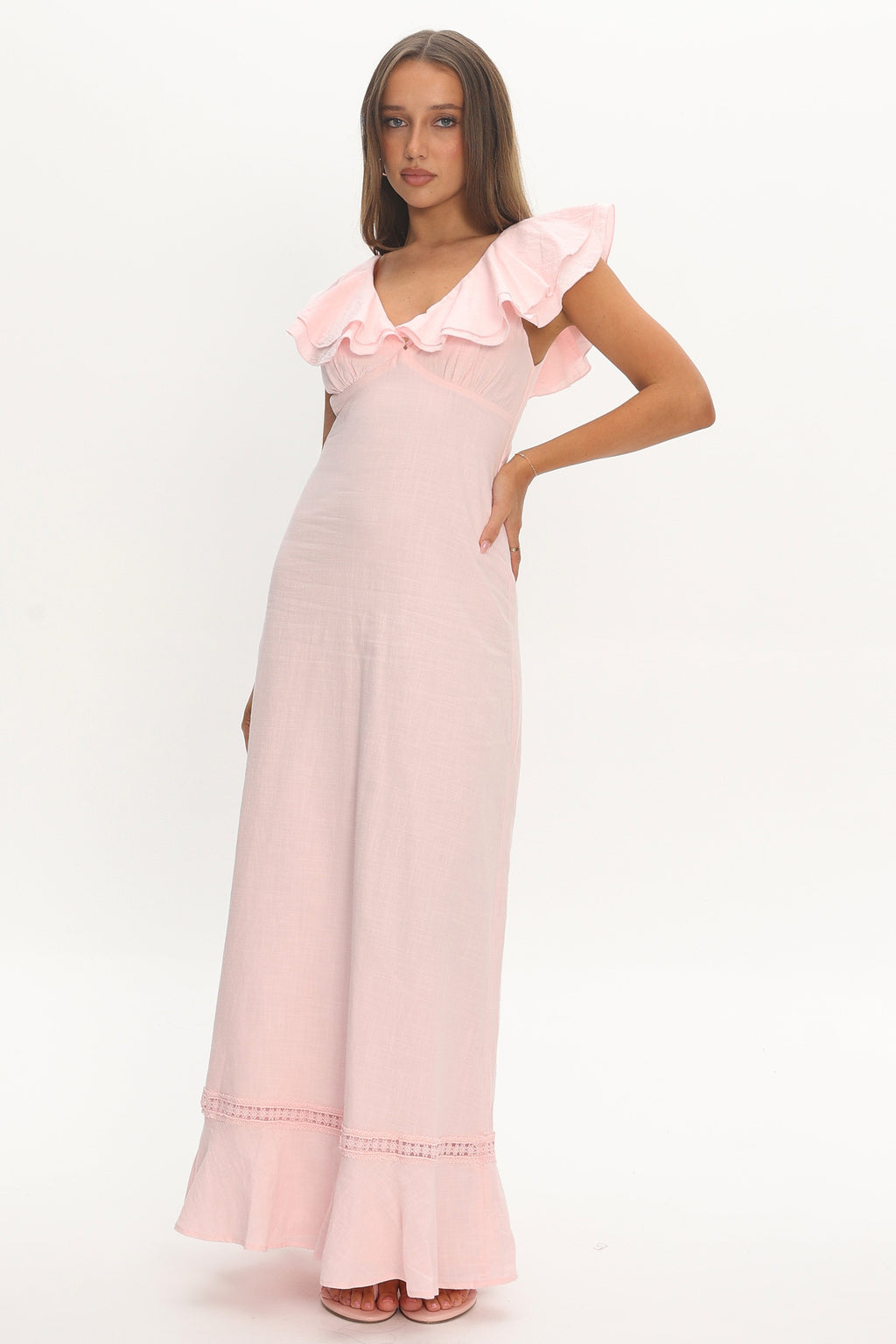 Posie Ruffle Tiered Maxi Dress Pink