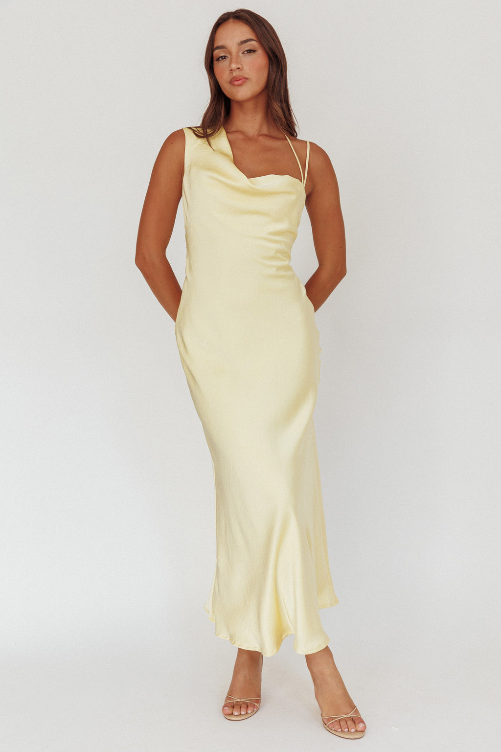 Eros Asymmetric Cowl Neck Maxi Dress Butter by Selfie Leslie Australia